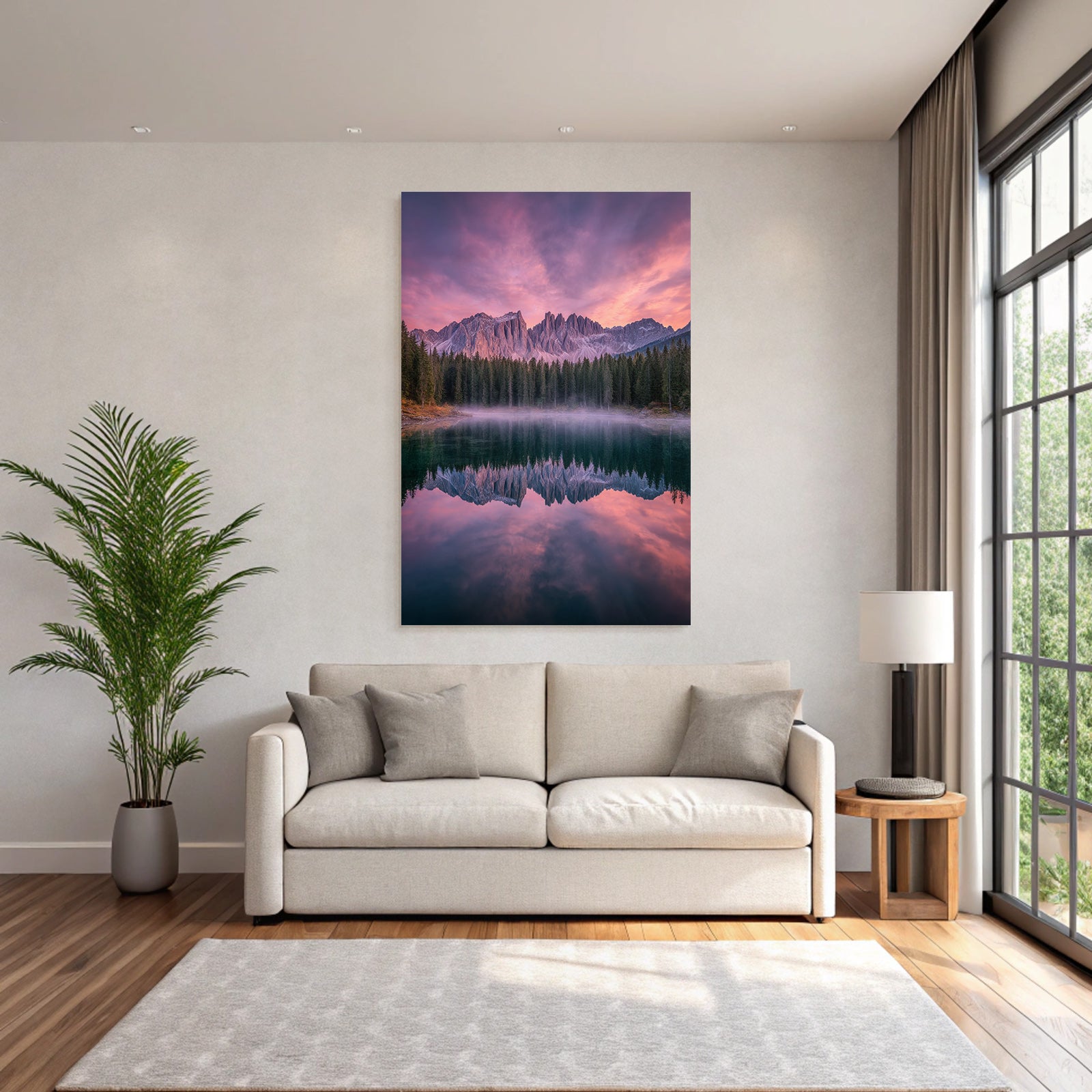 Beruhigende Landschaft Spiegelung Des Gebirges Im See Bei Werklicht