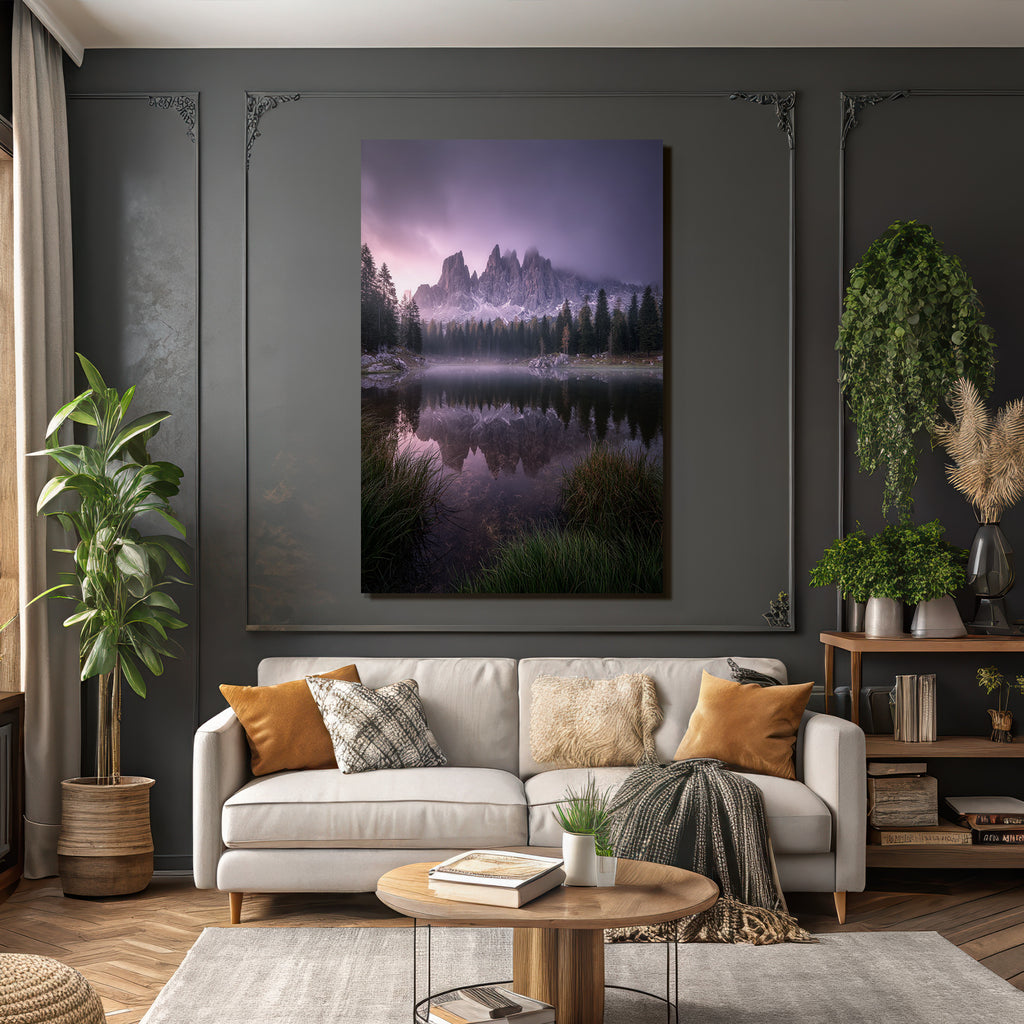 Dramatische Berglandschaft Mit Reflexion Im Wasser Mystische Atmosphäre