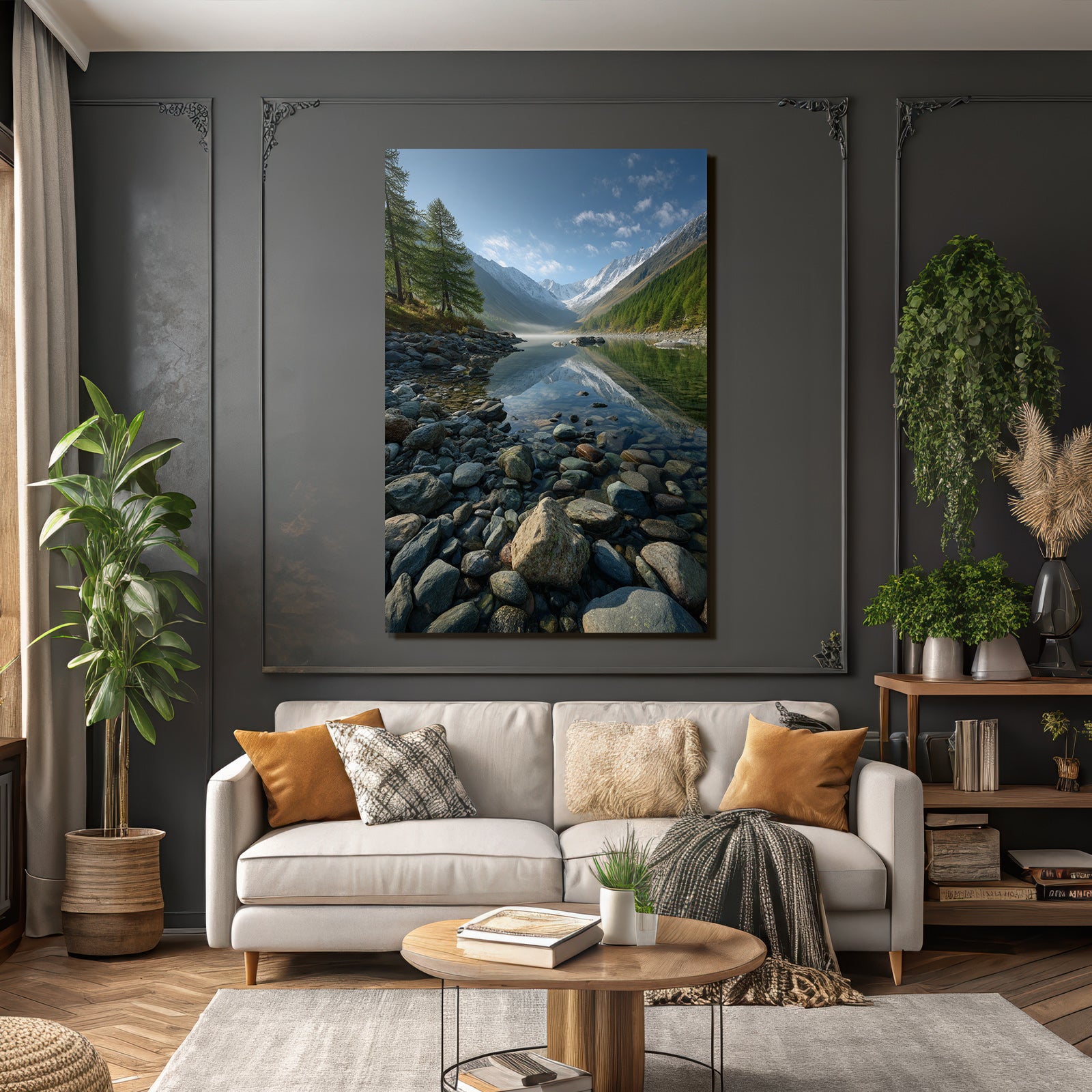 Friedliche Landschaft Bergbach Mountains Und Wald