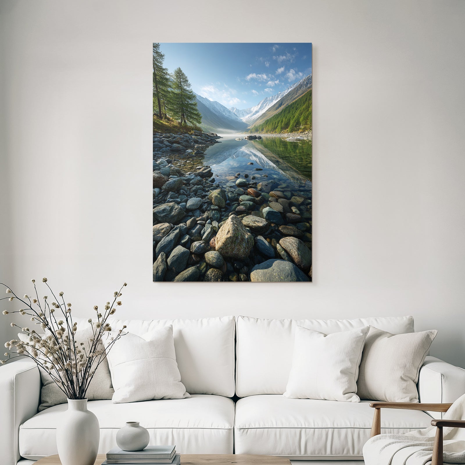Friedliche Landschaft Bergbach Mountains Und Wald
