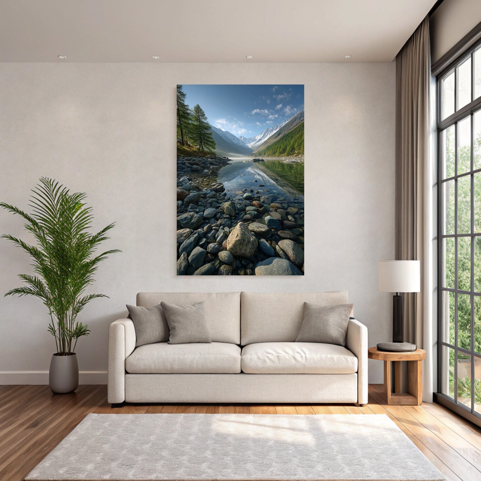 Friedliche Landschaft Bergbach Mountains Und Wald