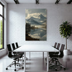 Friedliche Landschaft Mit Bergen Und See