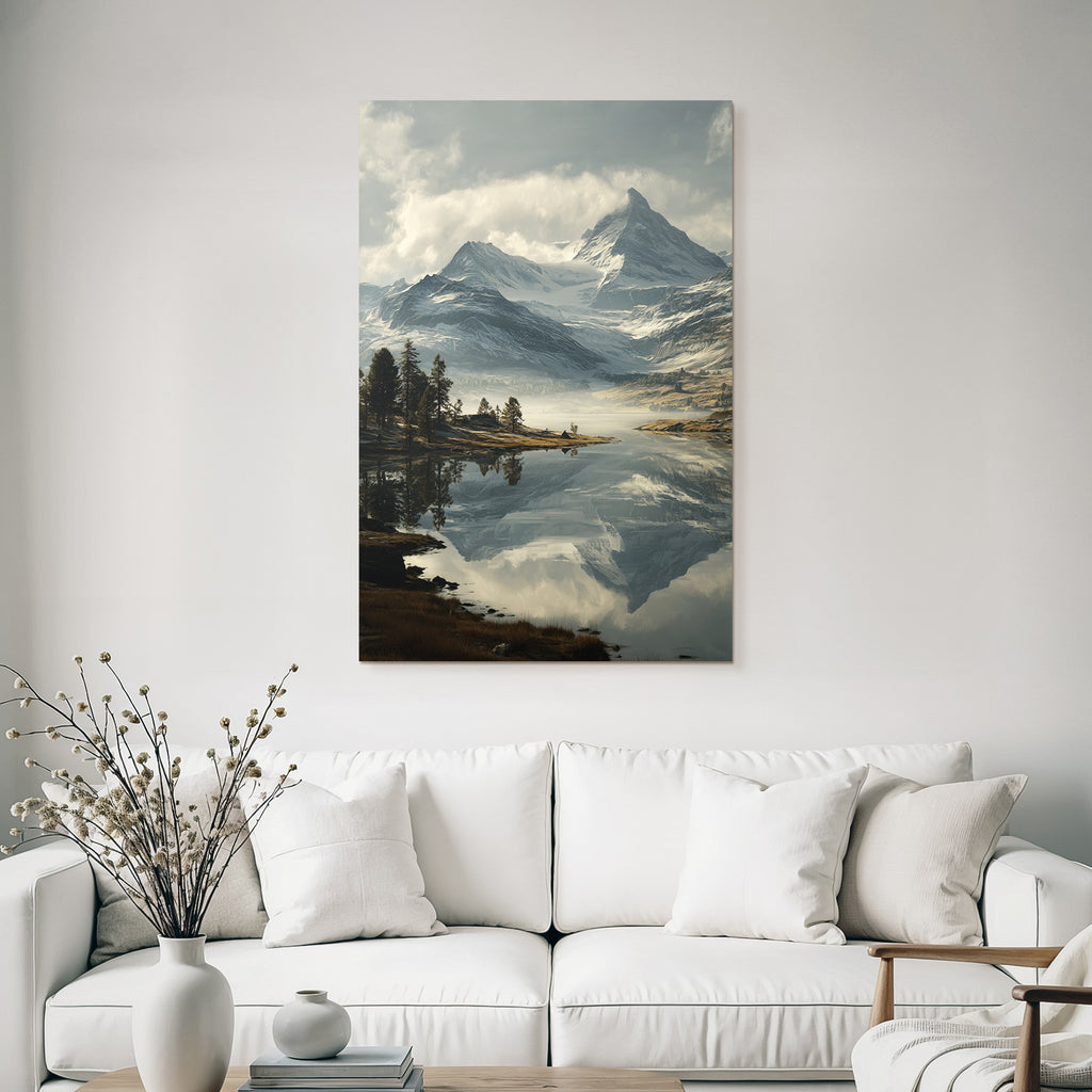 Friedliche Landschaft Mit Bergen Und See