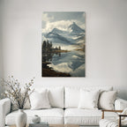 Friedliche Landschaft Mit Bergen Und See
