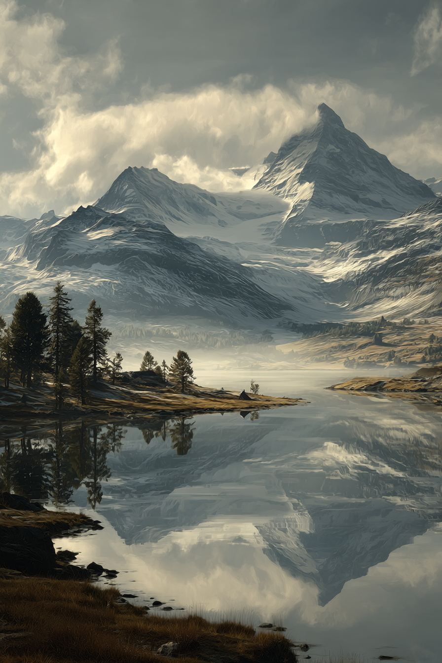 Friedliche Landschaft Mit Bergen Und See | Seen und Unterwasserwelten | Landschaften