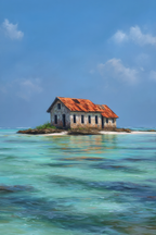 Kleines Haus Mit Rooft Röstig Auf Insel Im Türkisen Wasser | Seen und Unterwasserwelten | Landschaften