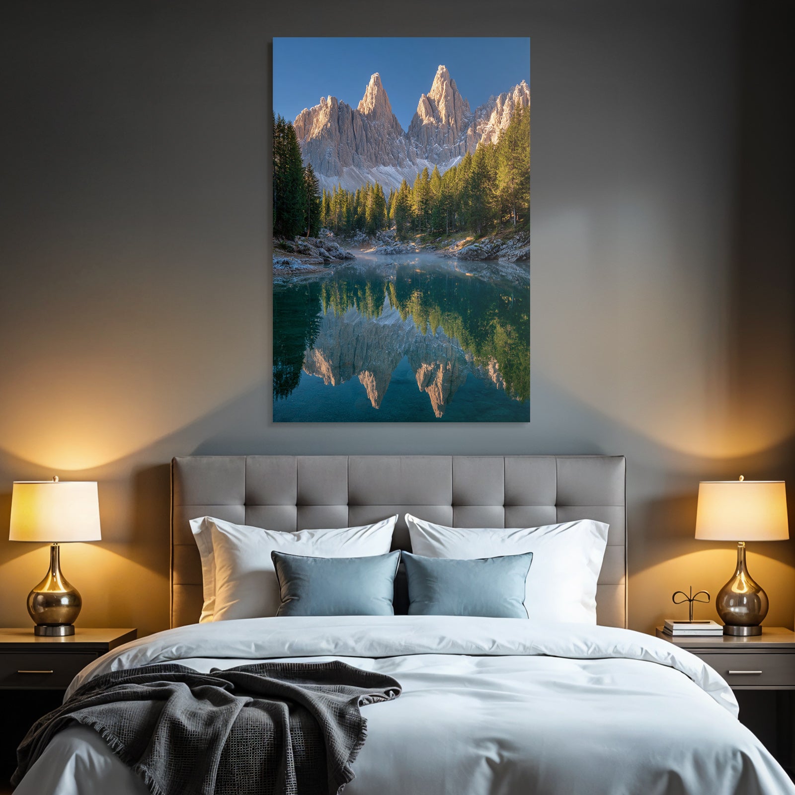 Majestätische Berge Reflektion Im Wasser Natur Sunset Szenen