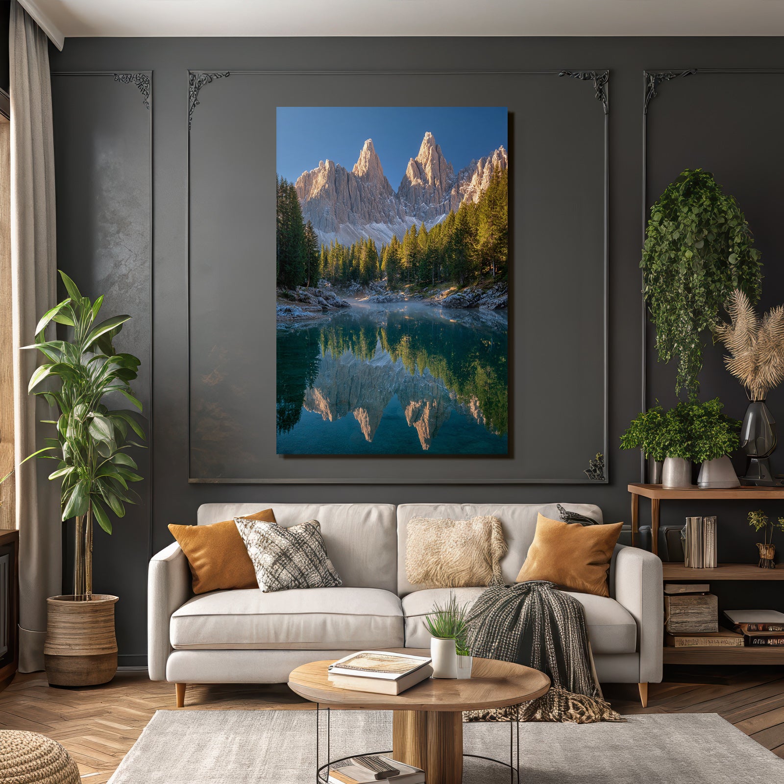 Majestätische Berge Reflektion Im Wasser Natur Sunset Szenen