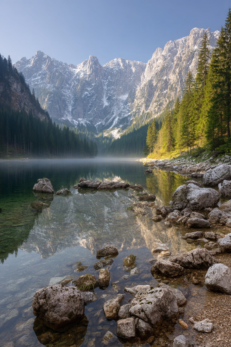 Malerische Landschaft See Umgeben Von Gebirgen Und Wald | Seen und Unterwasserwelten | Landschaften