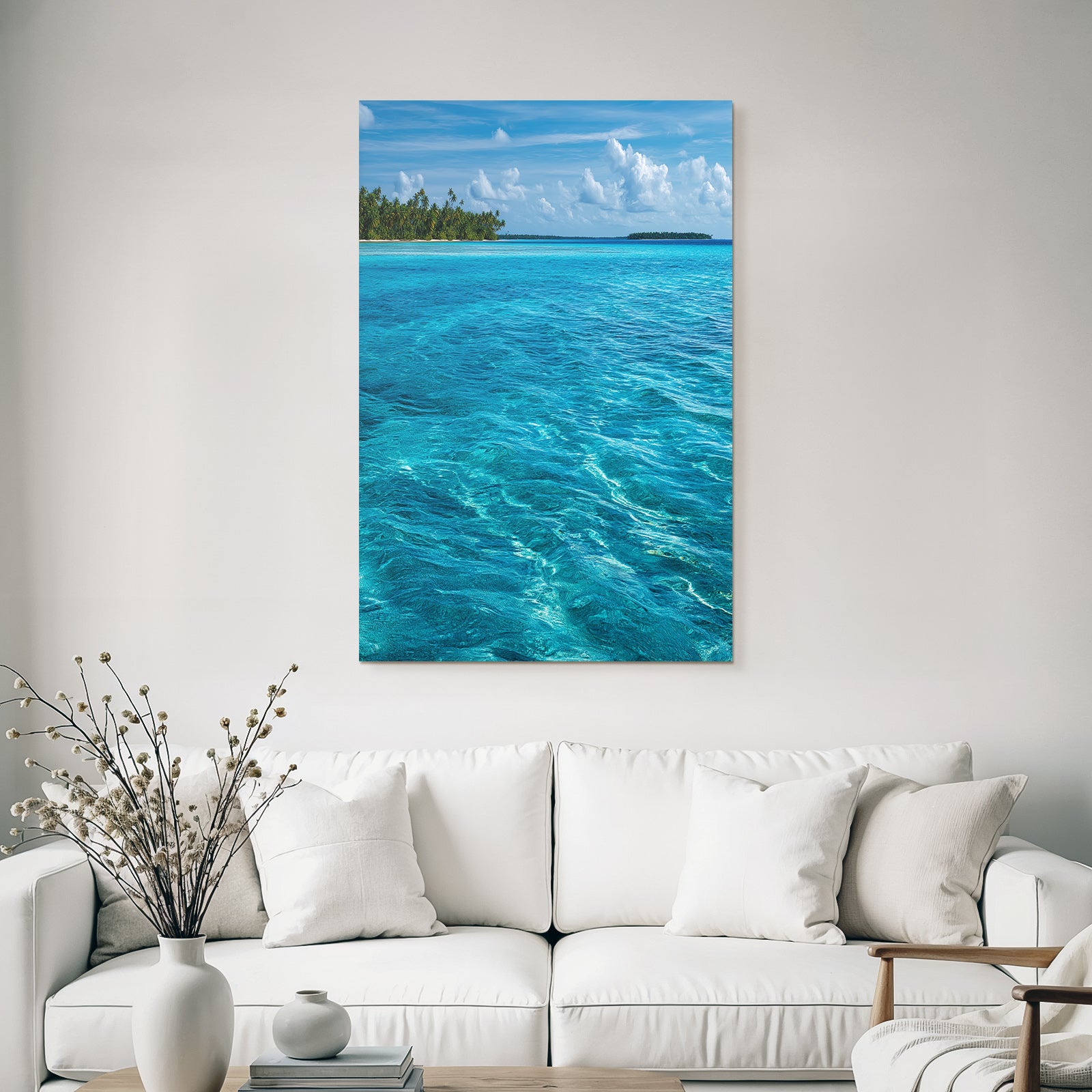 Ruhe Am Ozean Mit Insel Und Palmen