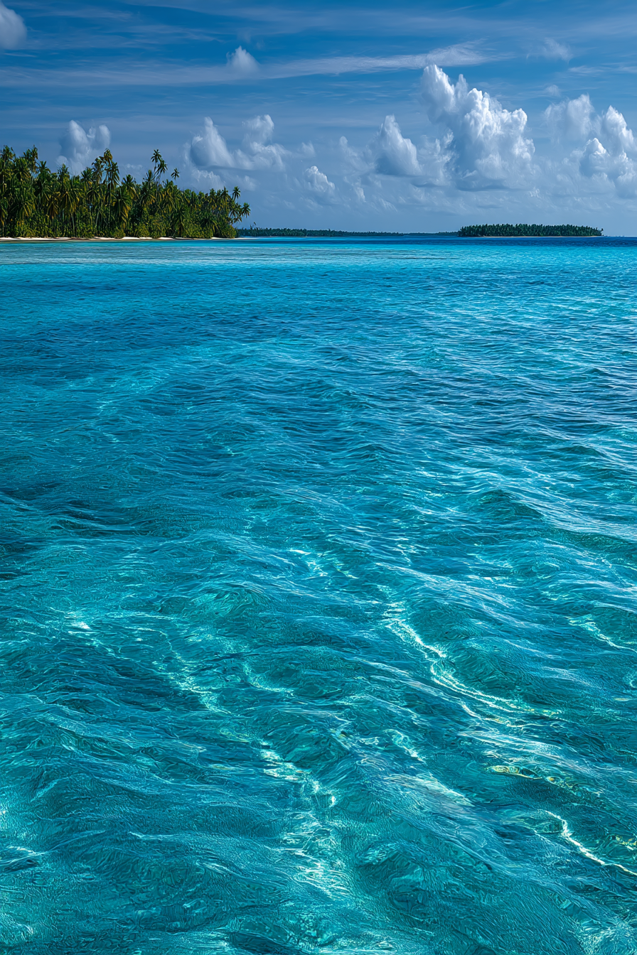 Ruhe Am Ozean Mit Insel Und Palmen | Seen und Unterwasserwelten | Landschaften