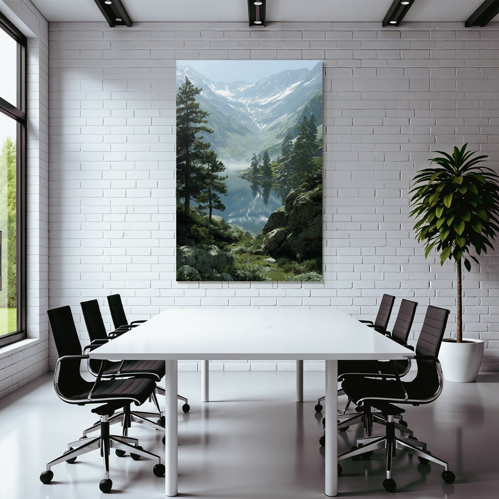 Ruhige Berglandschaft Mit See Und Nebel Reflexionen