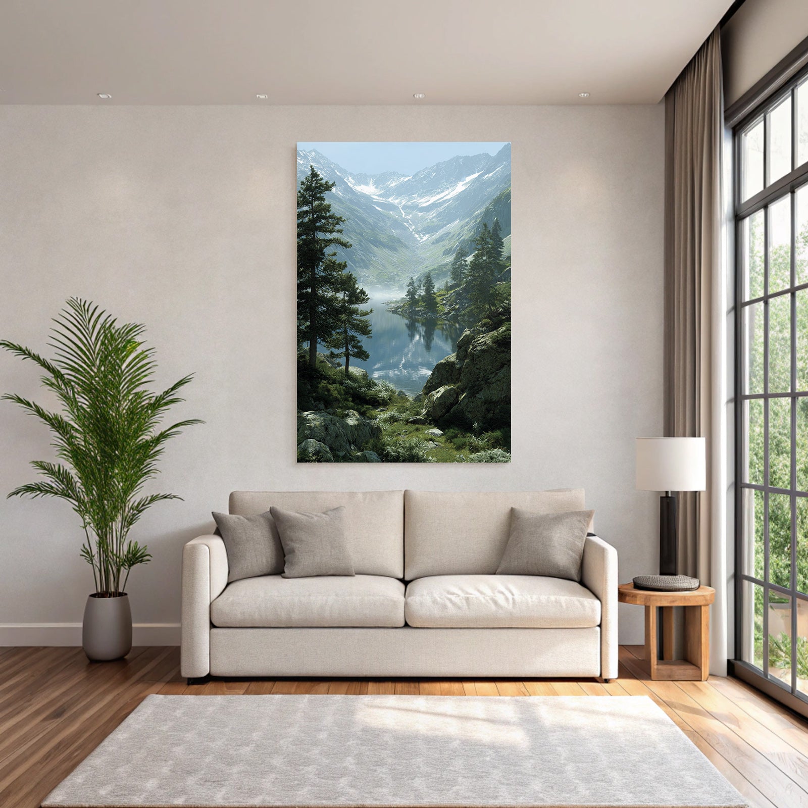 Ruhige Berglandschaft Mit See Und Nebel Reflexionen