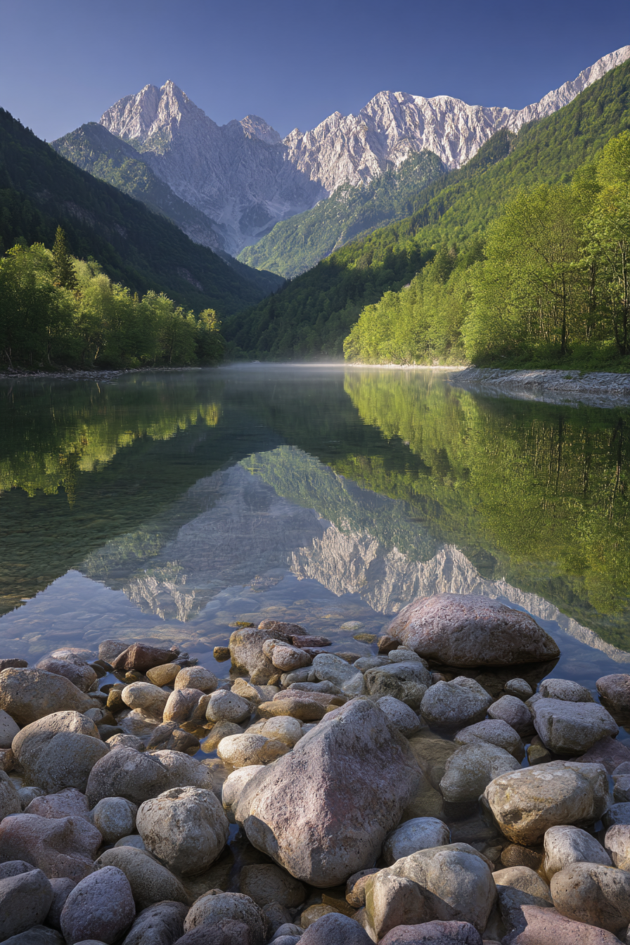 Ruhige Natur Landschaft Mit Reflektion Und Grünen Baeumen | Seen und Unterwasserwelten | Landschaften