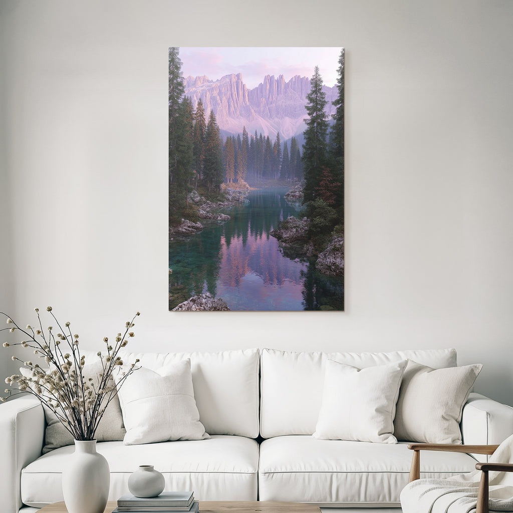 Ruhige Natur Landschaft Spiegelung Der Baeume Und Berge