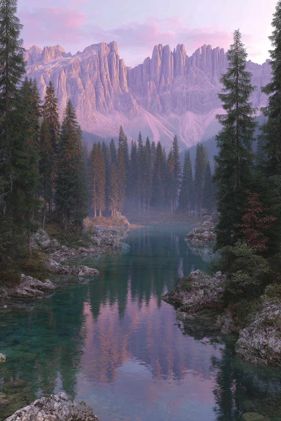 Ruhige Natur Landschaft Spiegelung Der Baeume Und Berge | Seen und Unterwasserwelten | Landschaften