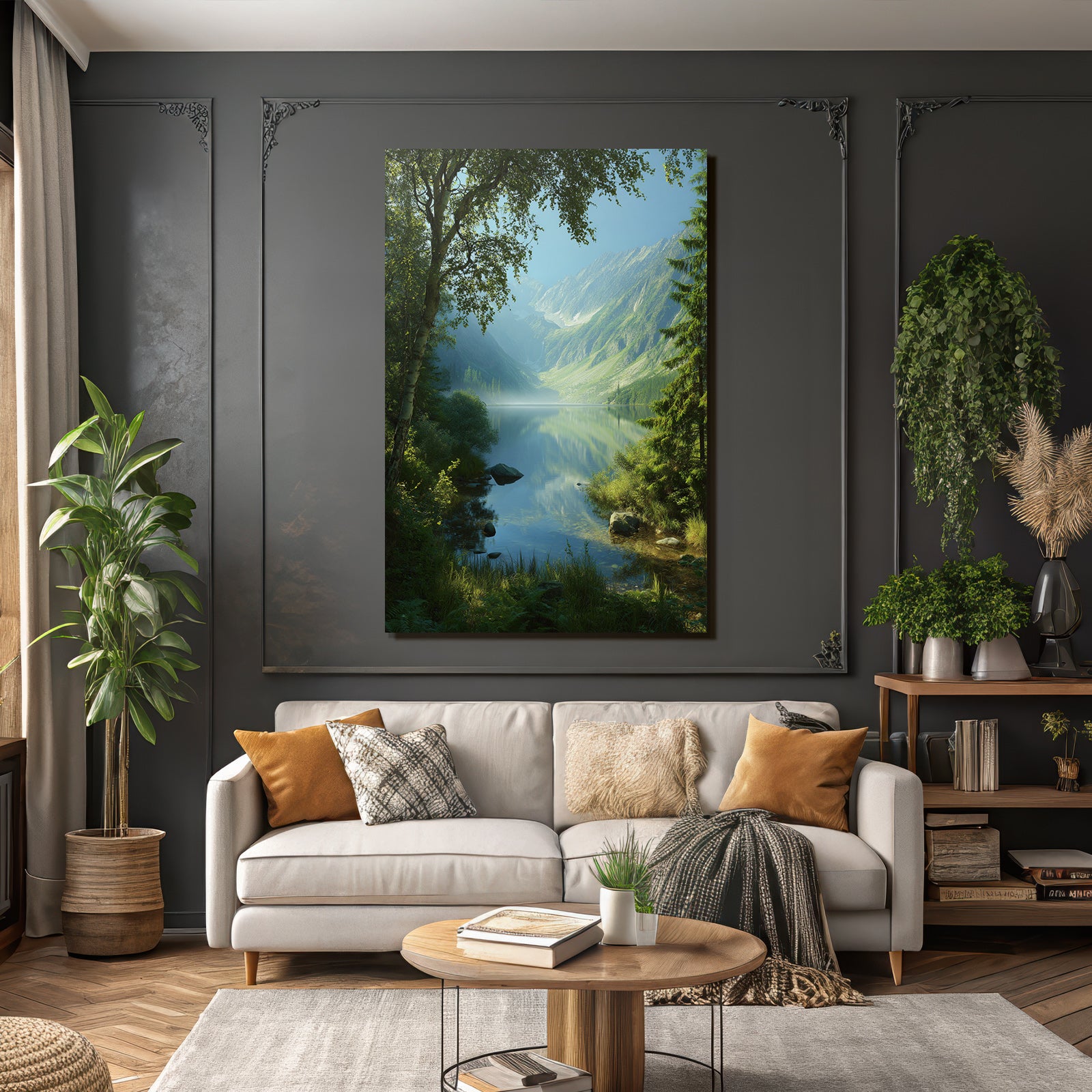 Ruhige Naturlandschaft Mit See Und Bergen