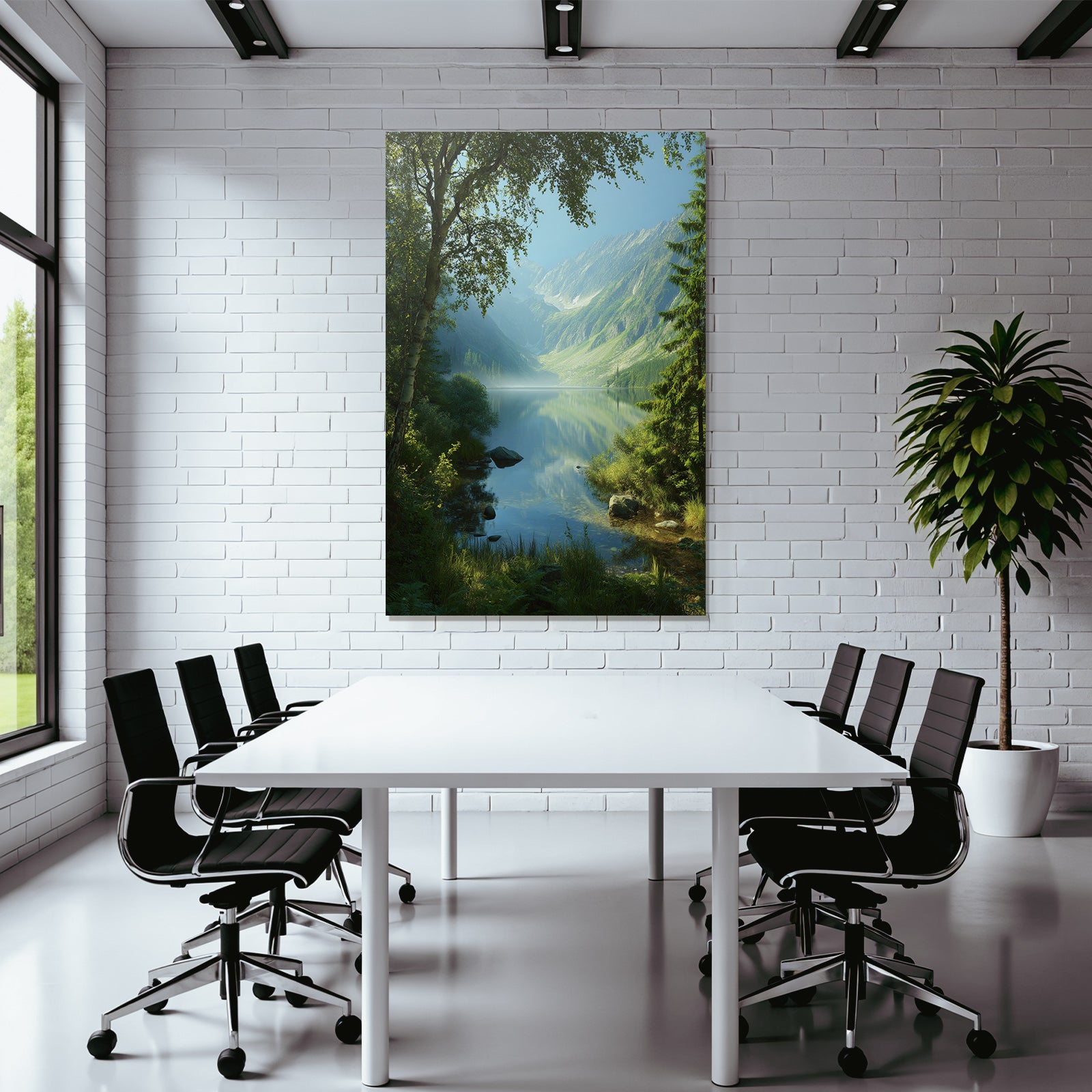 Ruhige Naturlandschaft Mit See Und Bergen