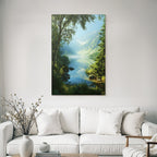 Ruhige Naturlandschaft Mit See Und Bergen