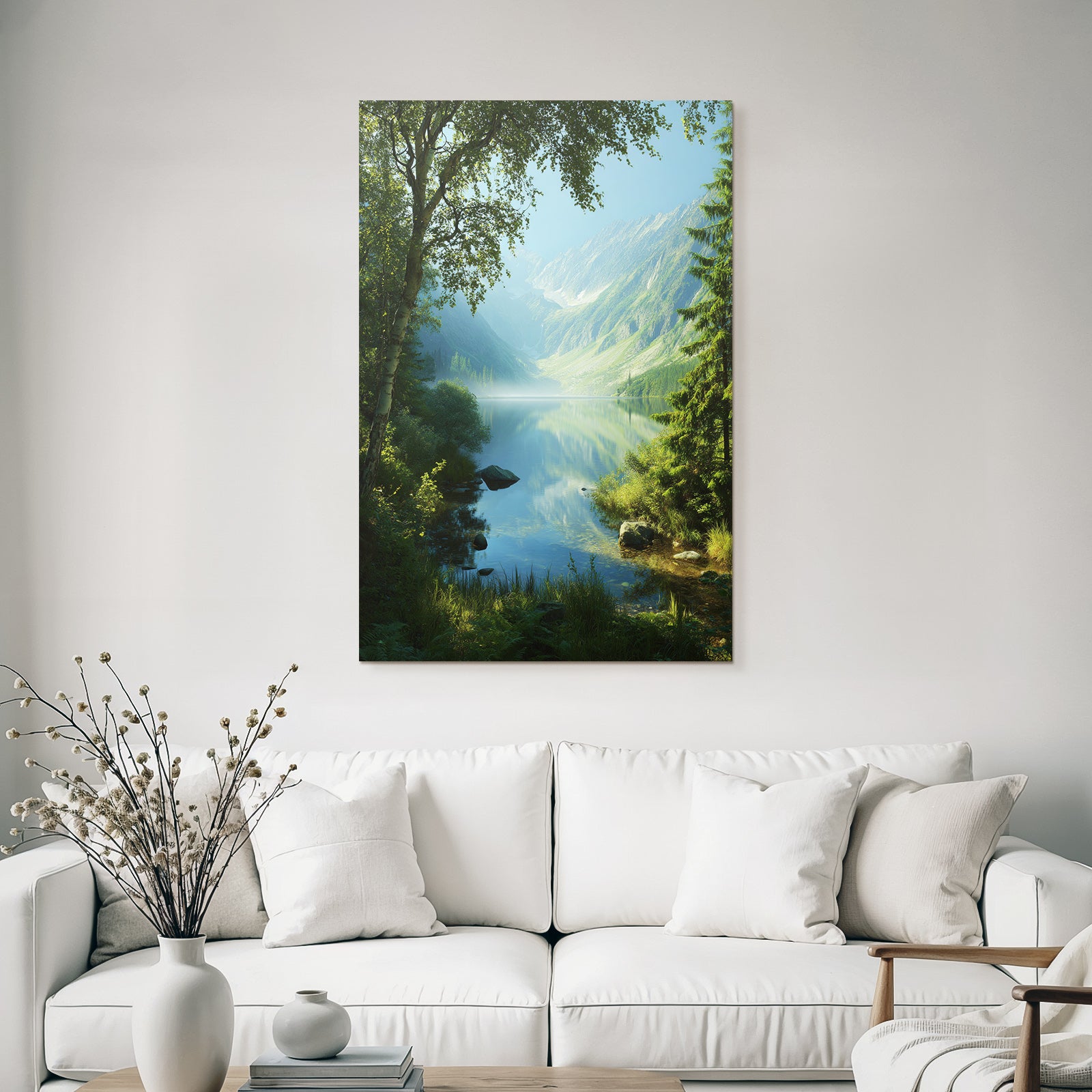 Ruhige Naturlandschaft Mit See Und Bergen