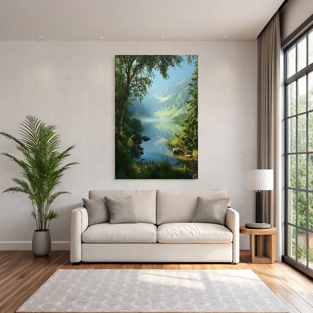 Ruhige Naturlandschaft Mit See Und Bergen