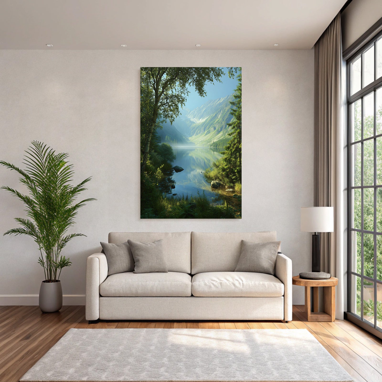 Ruhige Naturlandschaft Mit See Und Bergen
