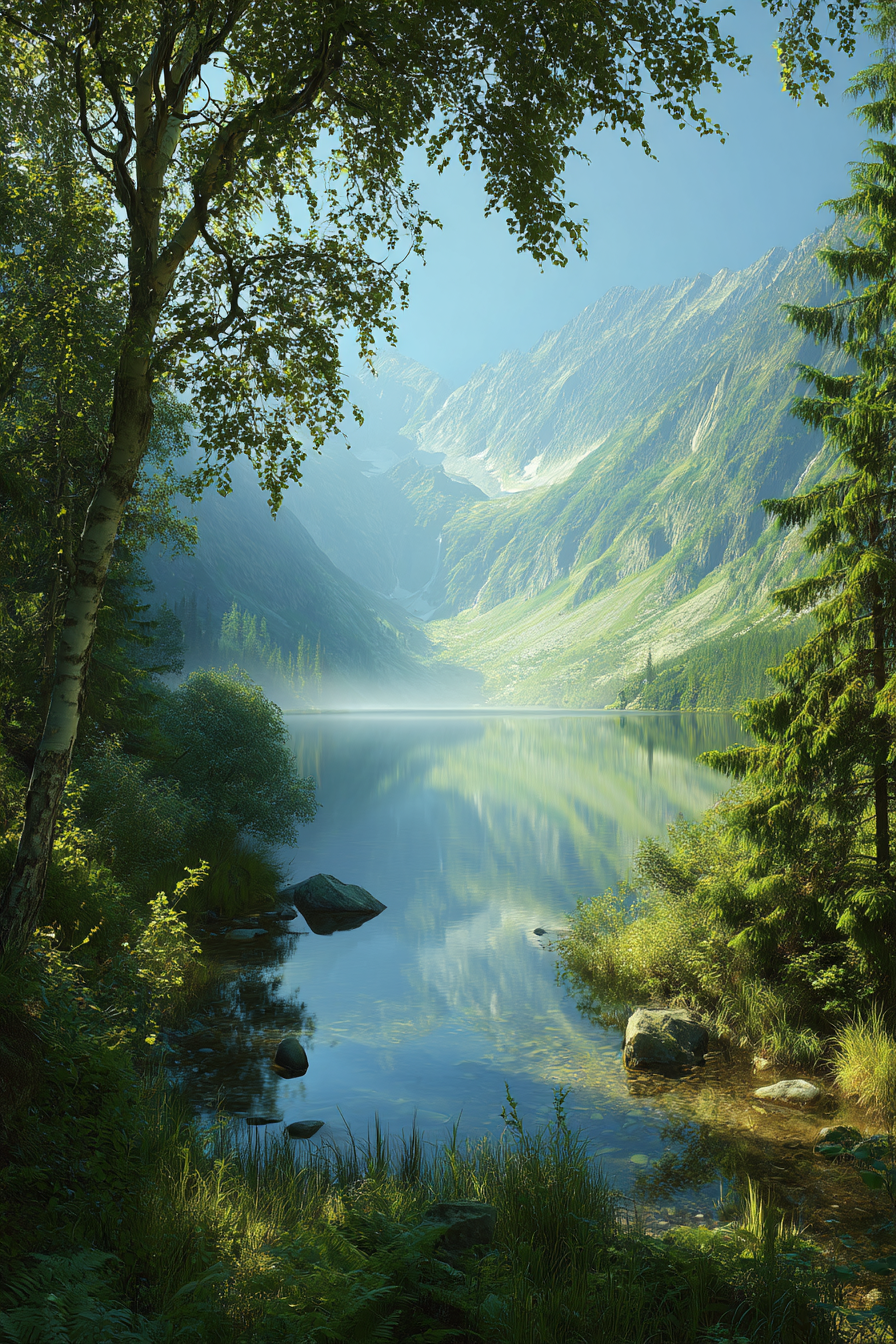 Ruhige Naturlandschaft Mit See Und Bergen | Seen und Unterwasserwelten | Landschaften