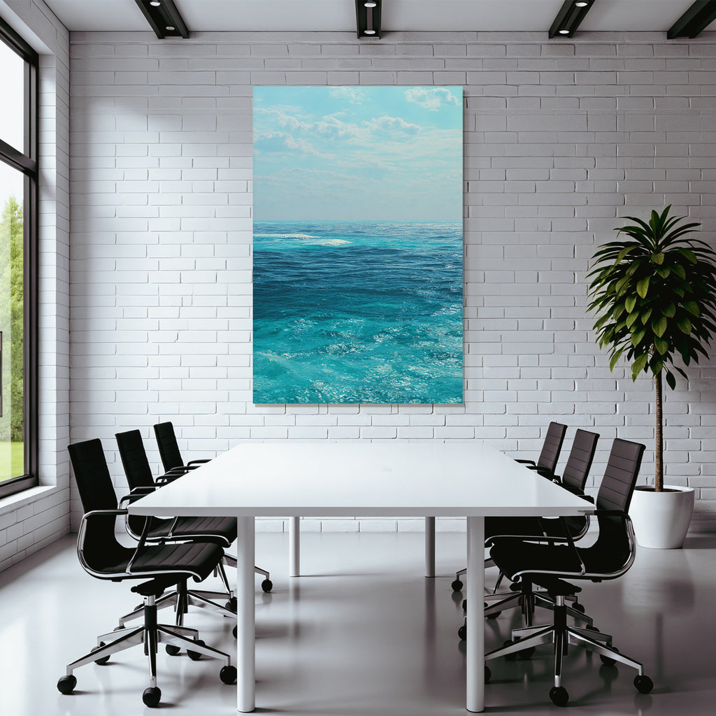 Ruhige Ozeanszene Blau Türkis Himmel Wolken