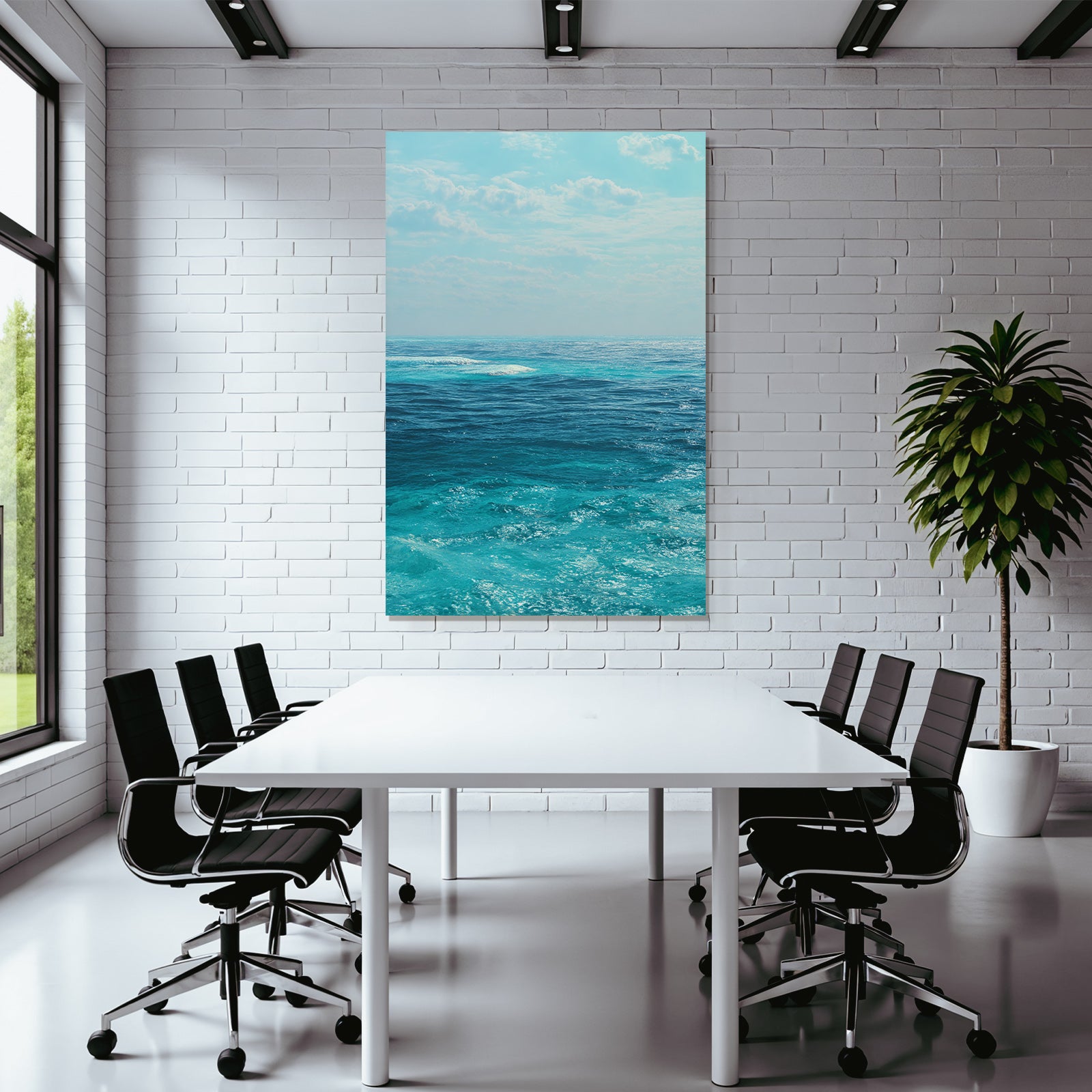 Ruhige Ozeanszene Blau Türkis Himmel Wolken