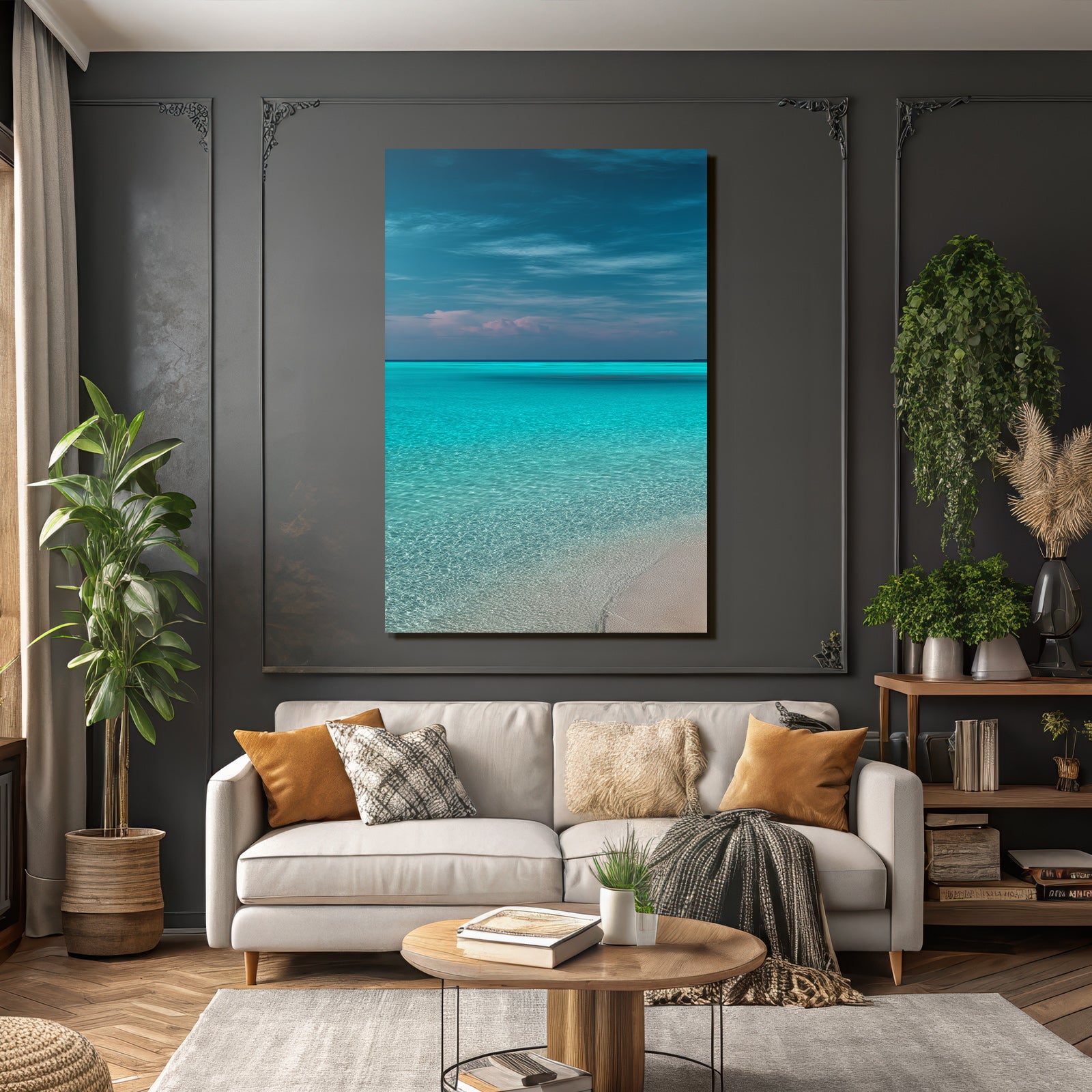 Ruhiger Strand Klare Wasser Sandige Kuste Blaür Himmel