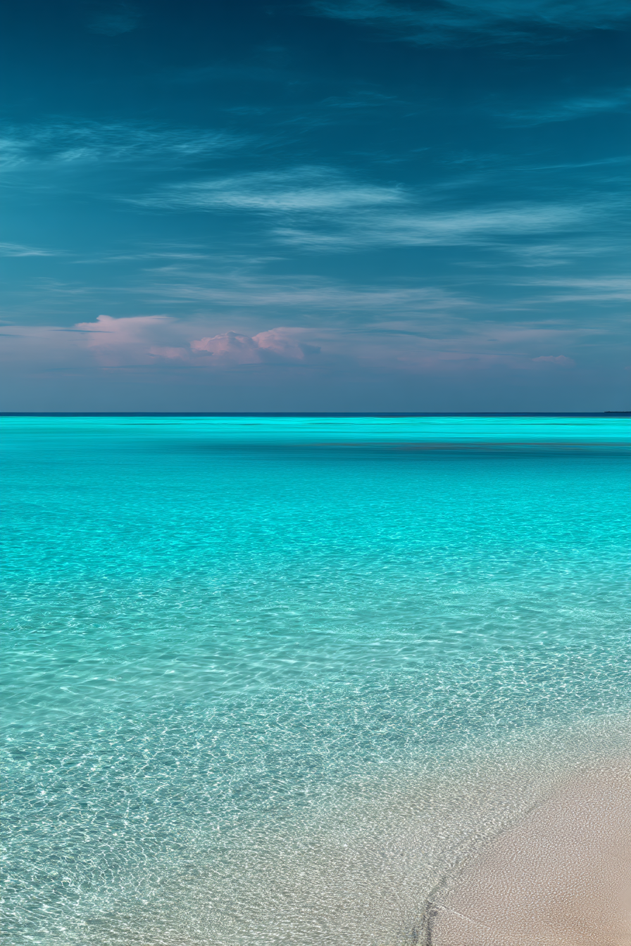 Ruhiger Strand Klare Wasser Sandige Kuste Blaür Himmel | Seen und Unterwasserwelten | Landschaften