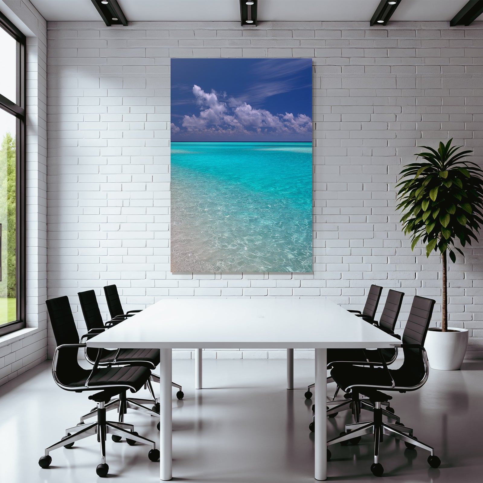 Ruhiger Strand Turquoise Wasser Himmel Wolken