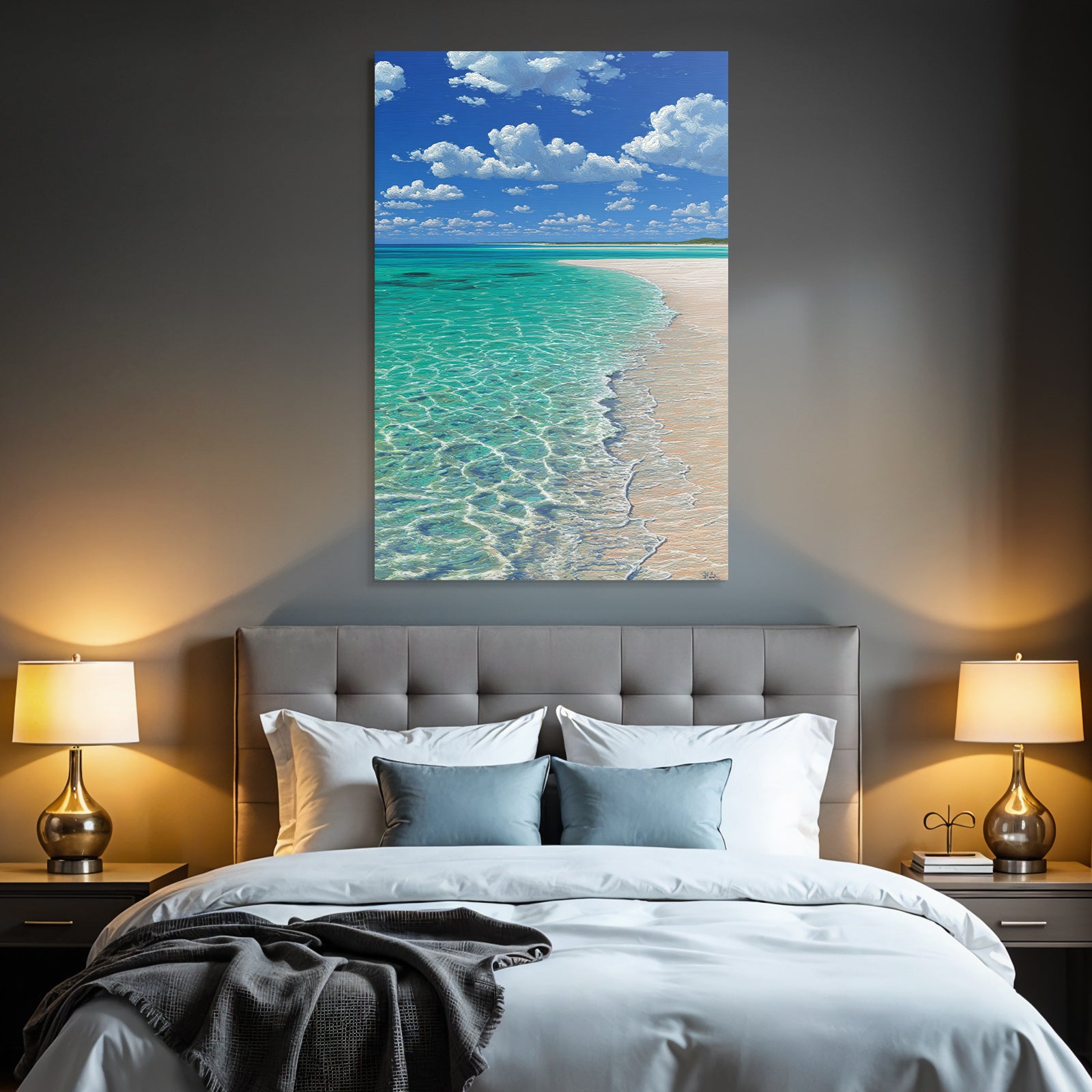 Strand Szene Turquoise Wasser Sandige Küste Blaür Himmel