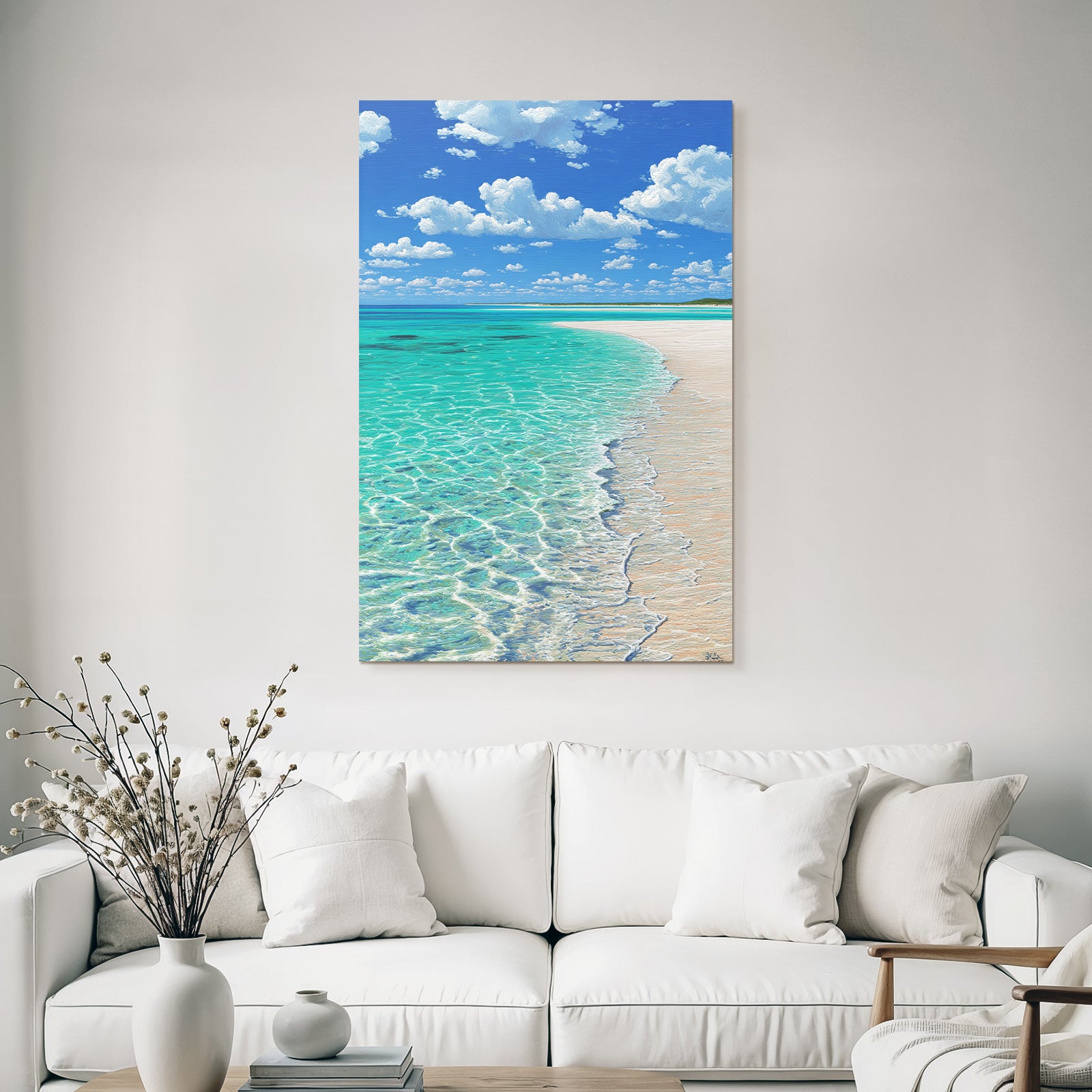 Strand Szene Turquoise Wasser Sandige Küste Blaür Himmel