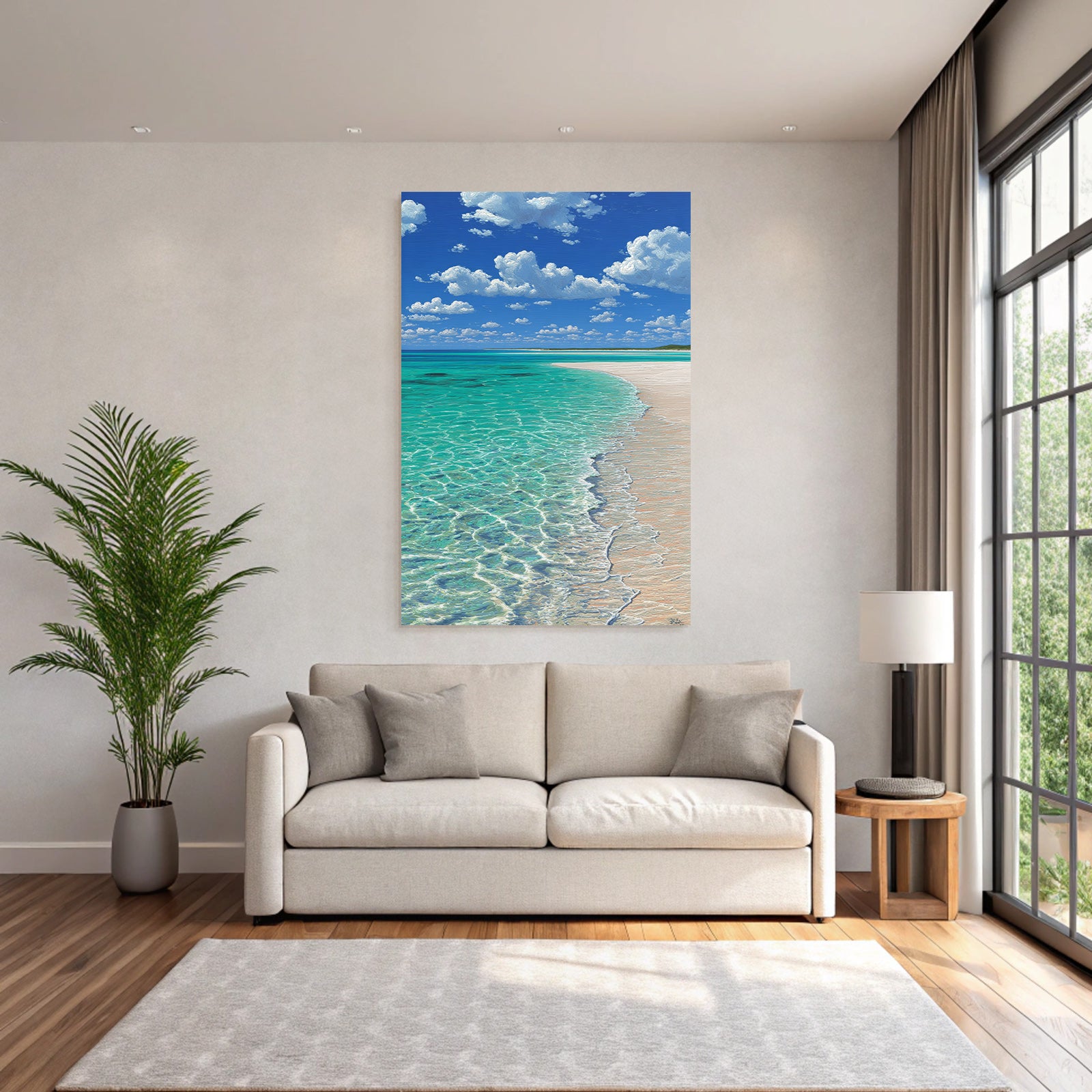 Strand Szene Turquoise Wasser Sandige Küste Blaür Himmel