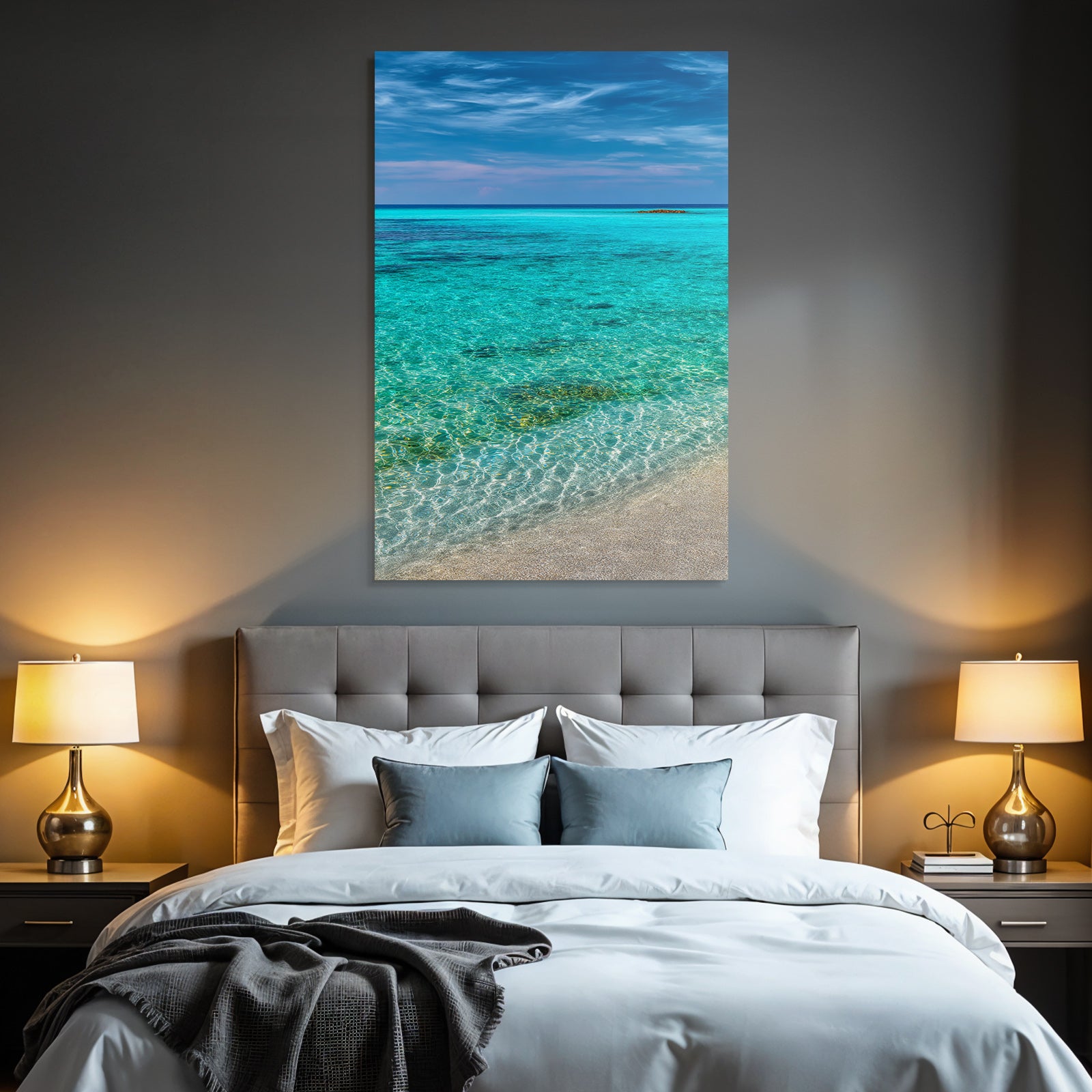 Traumhafte Strandlandschaft Mit Turqouisem Wasser Und Blaüm Himmel