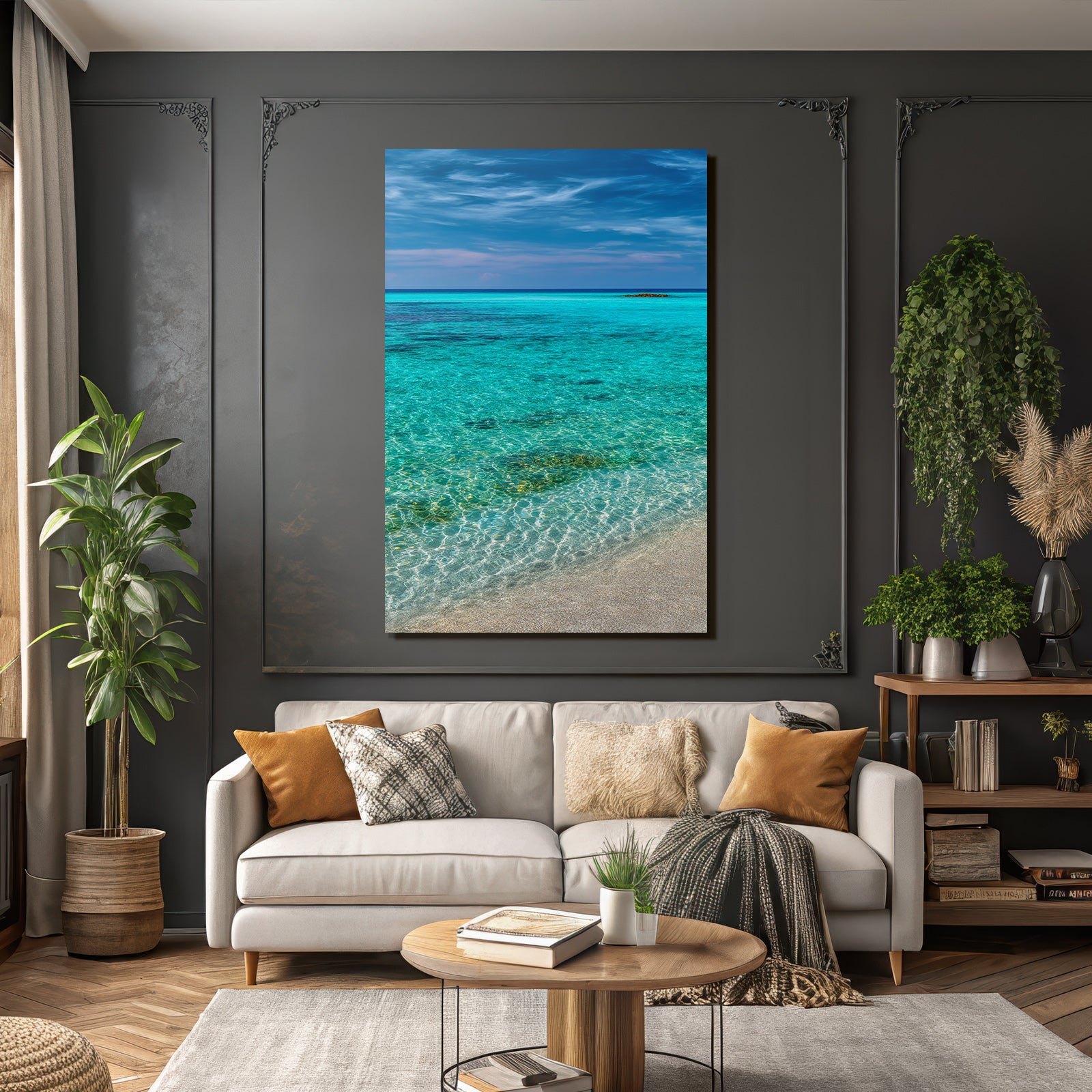 Traumhafte Strandlandschaft Mit Turqouisem Wasser Und Blaüm Himmel