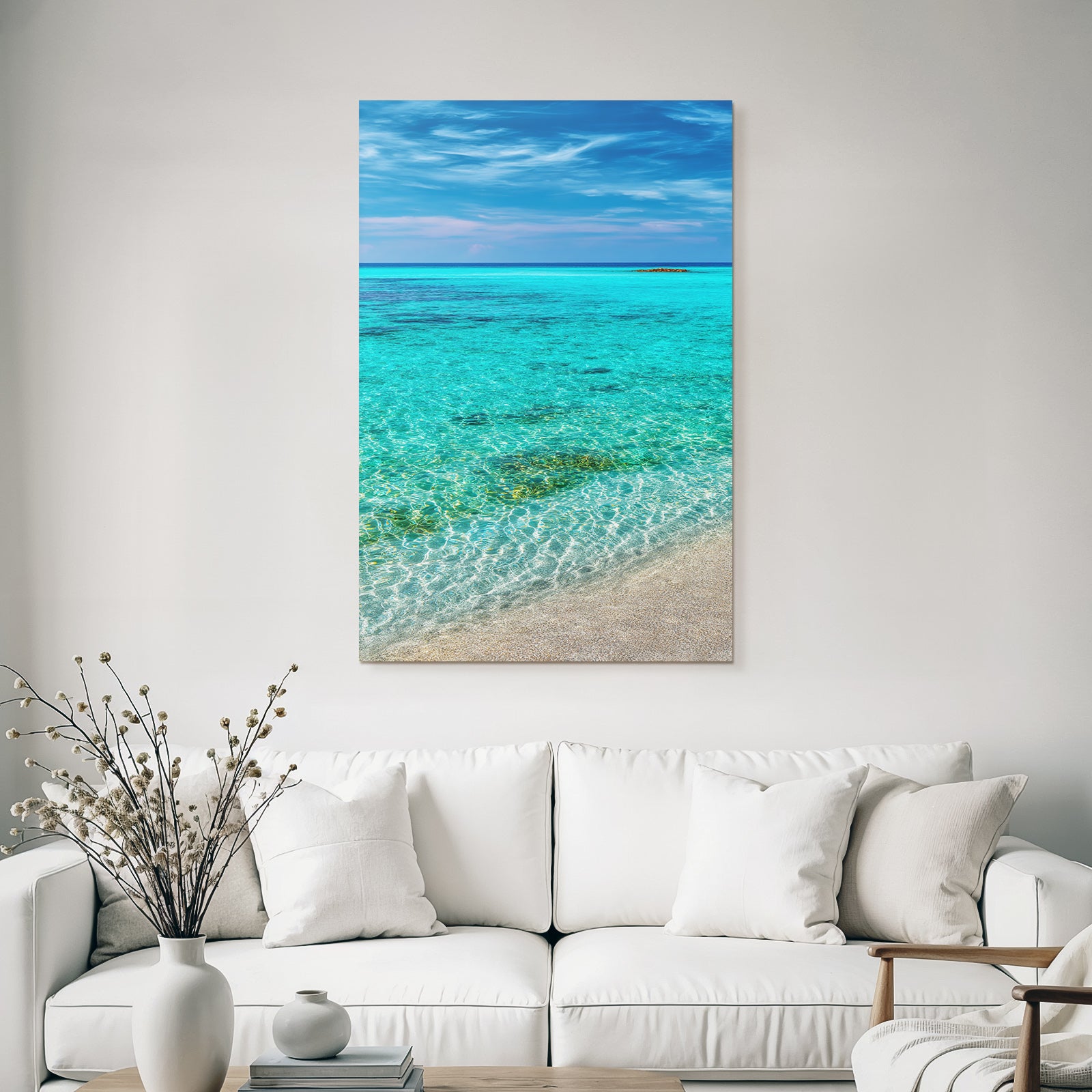 Traumhafte Strandlandschaft Mit Turqouisem Wasser Und Blaüm Himmel
