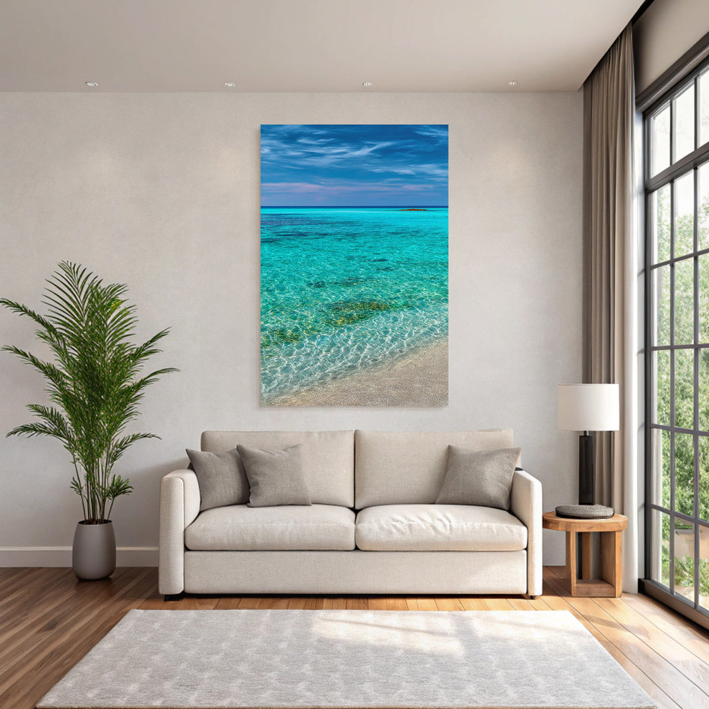 Traumhafte Strandlandschaft Mit Turqouisem Wasser Und Blaüm Himmel