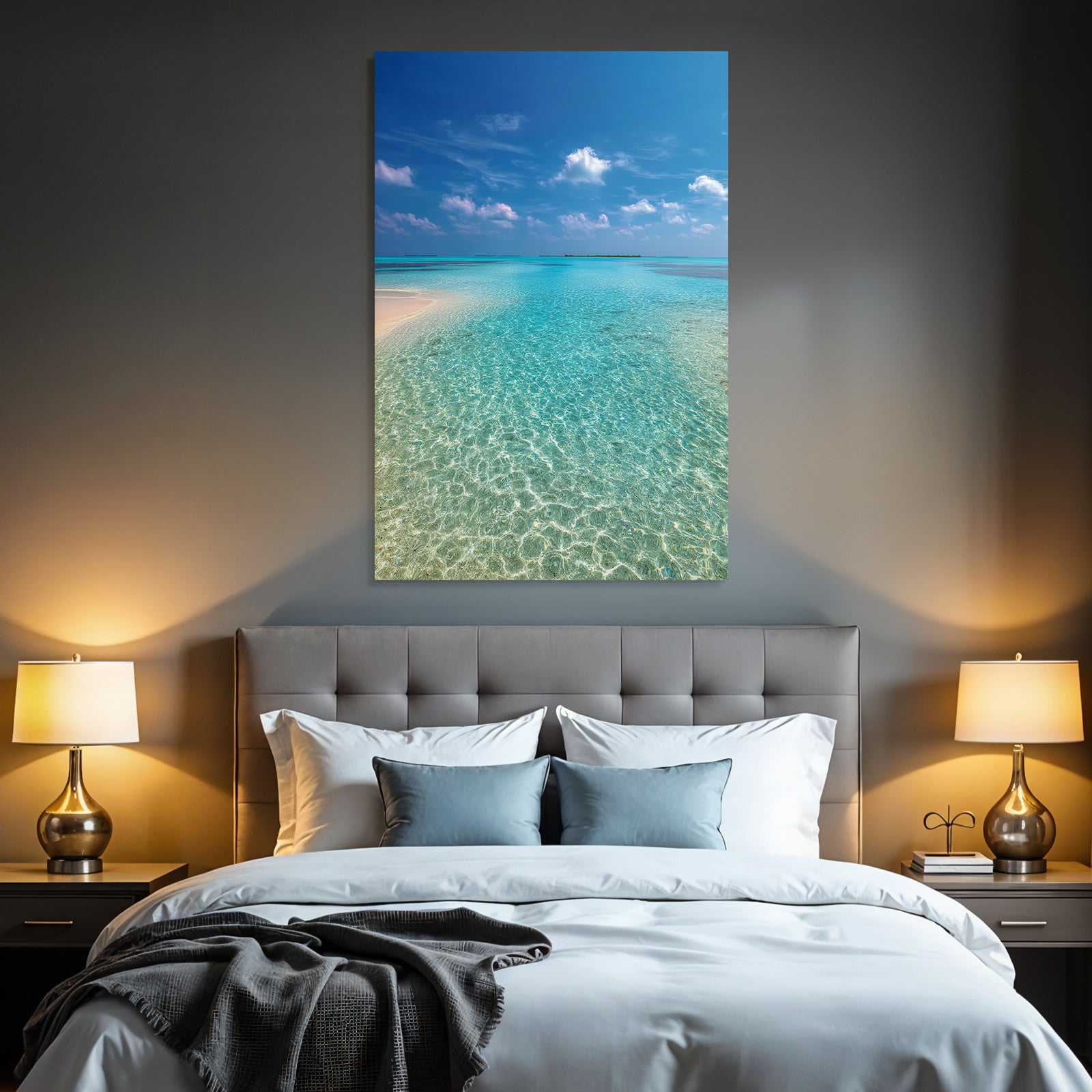Tropischer Strand Mit Türkisfarbenem Wasser Und Blaüm Himmel