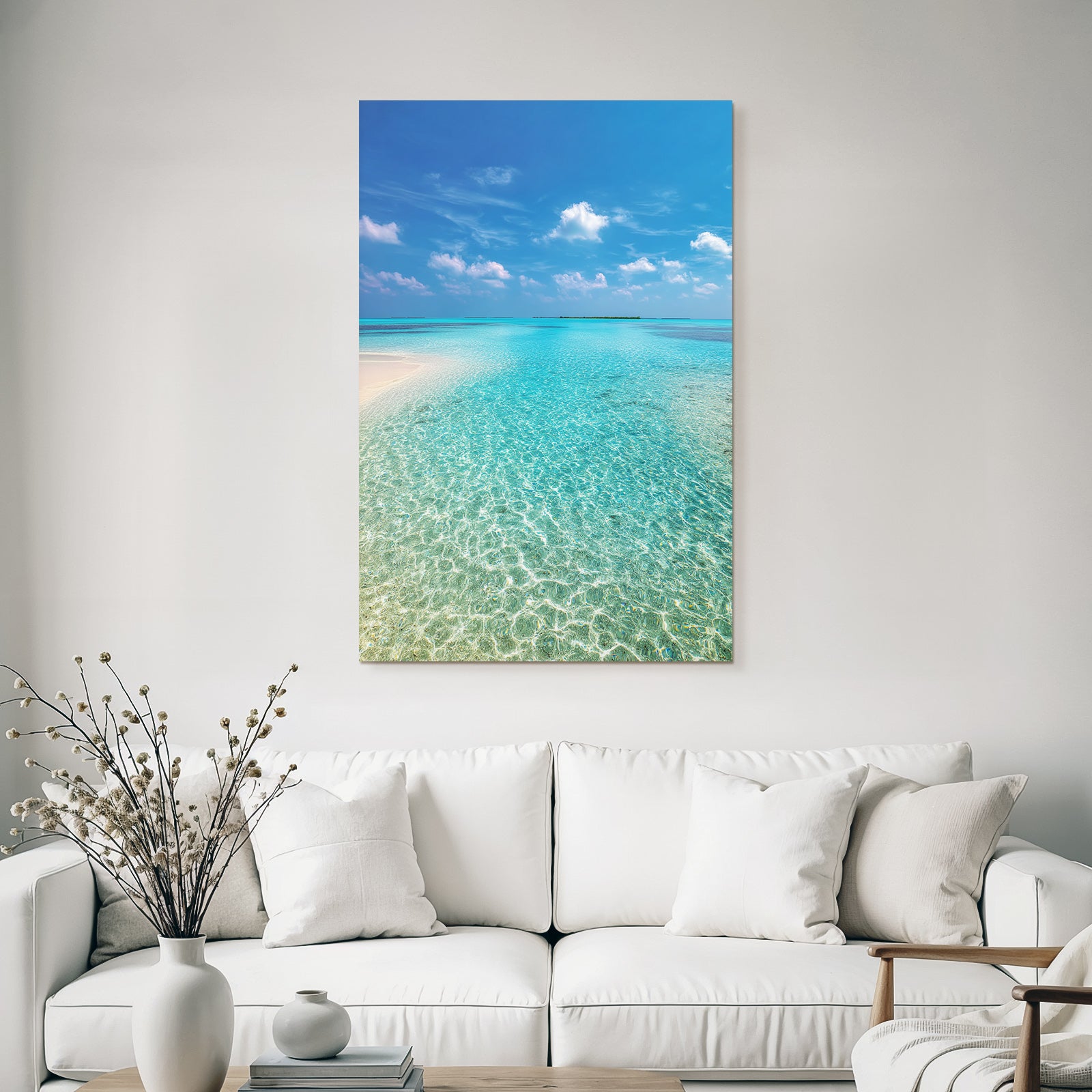 Tropischer Strand Mit Türkisfarbenem Wasser Und Blaüm Himmel