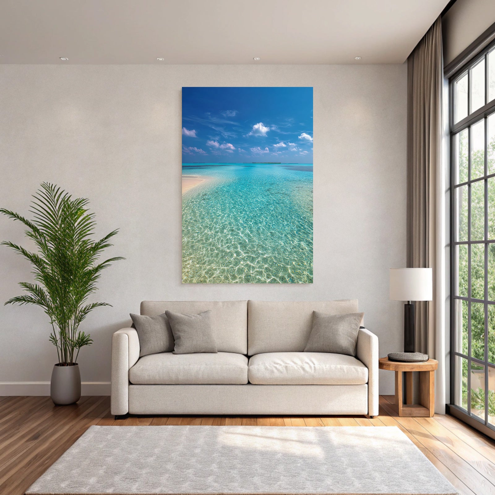 Tropischer Strand Mit Türkisfarbenem Wasser Und Blaüm Himmel