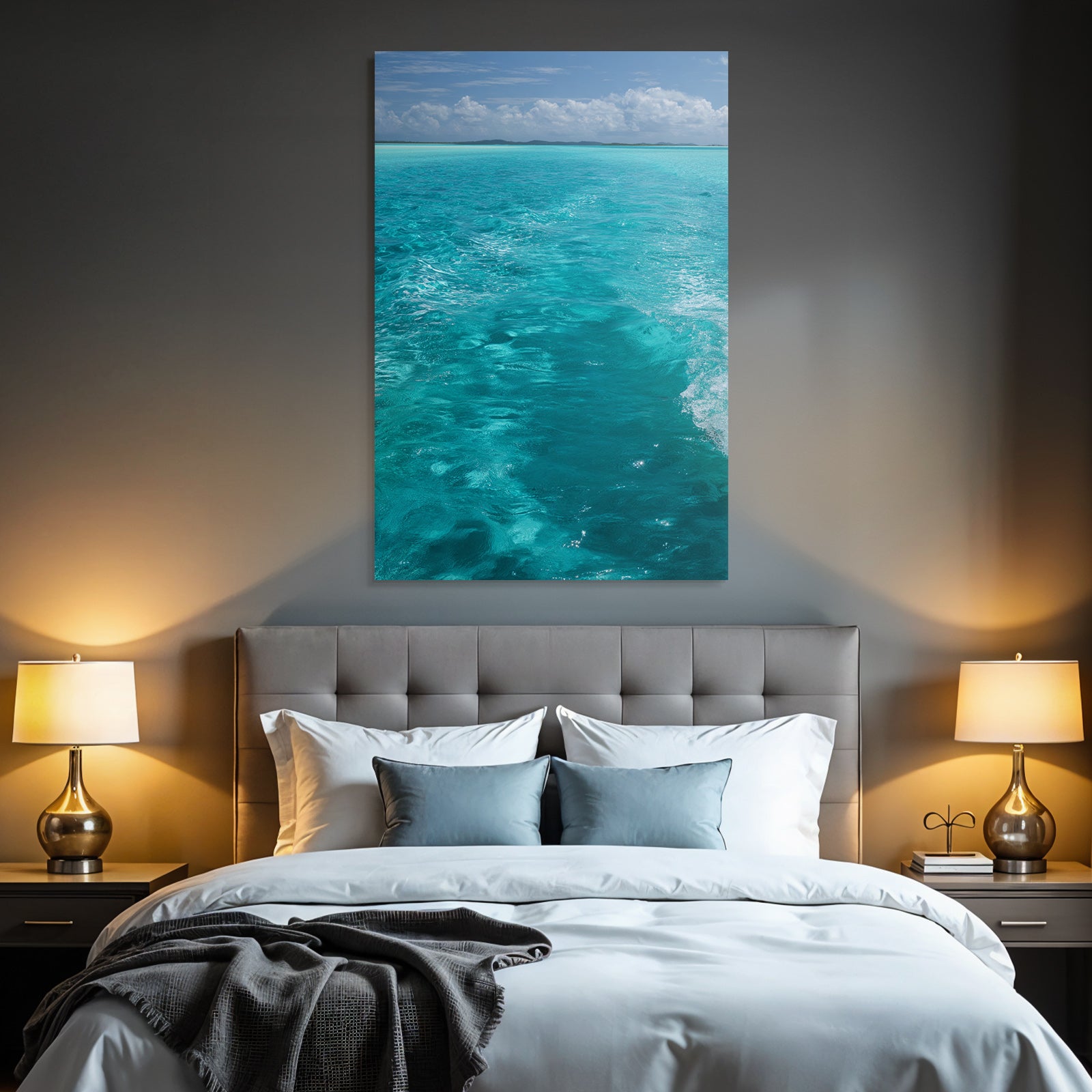 Turquoise Meer Küstliche Idylle Mit Inseln Unter Einem Wolkigen Himmel