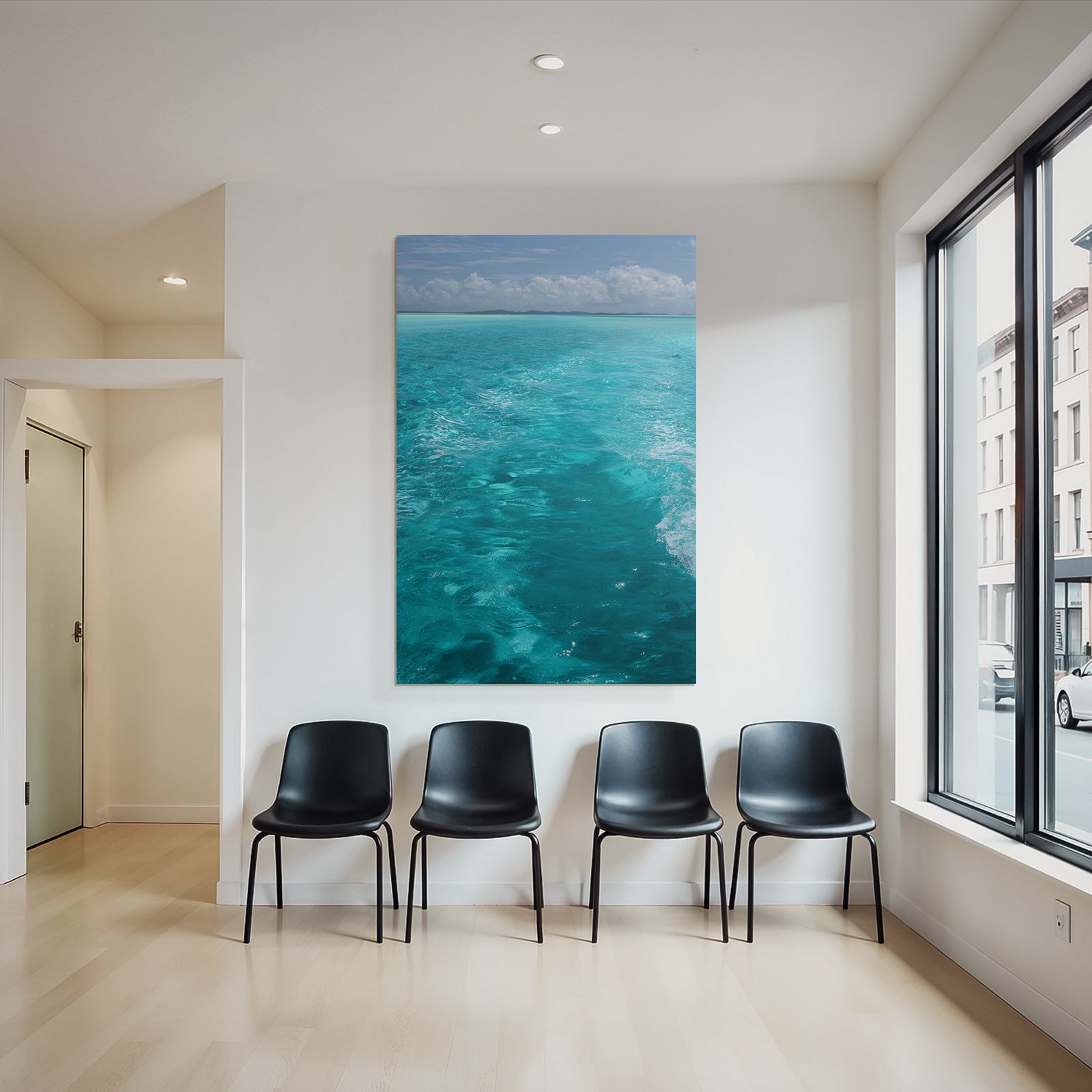 Turquoise Meer Küstliche Idylle Mit Inseln Unter Einem Wolkigen Himmel