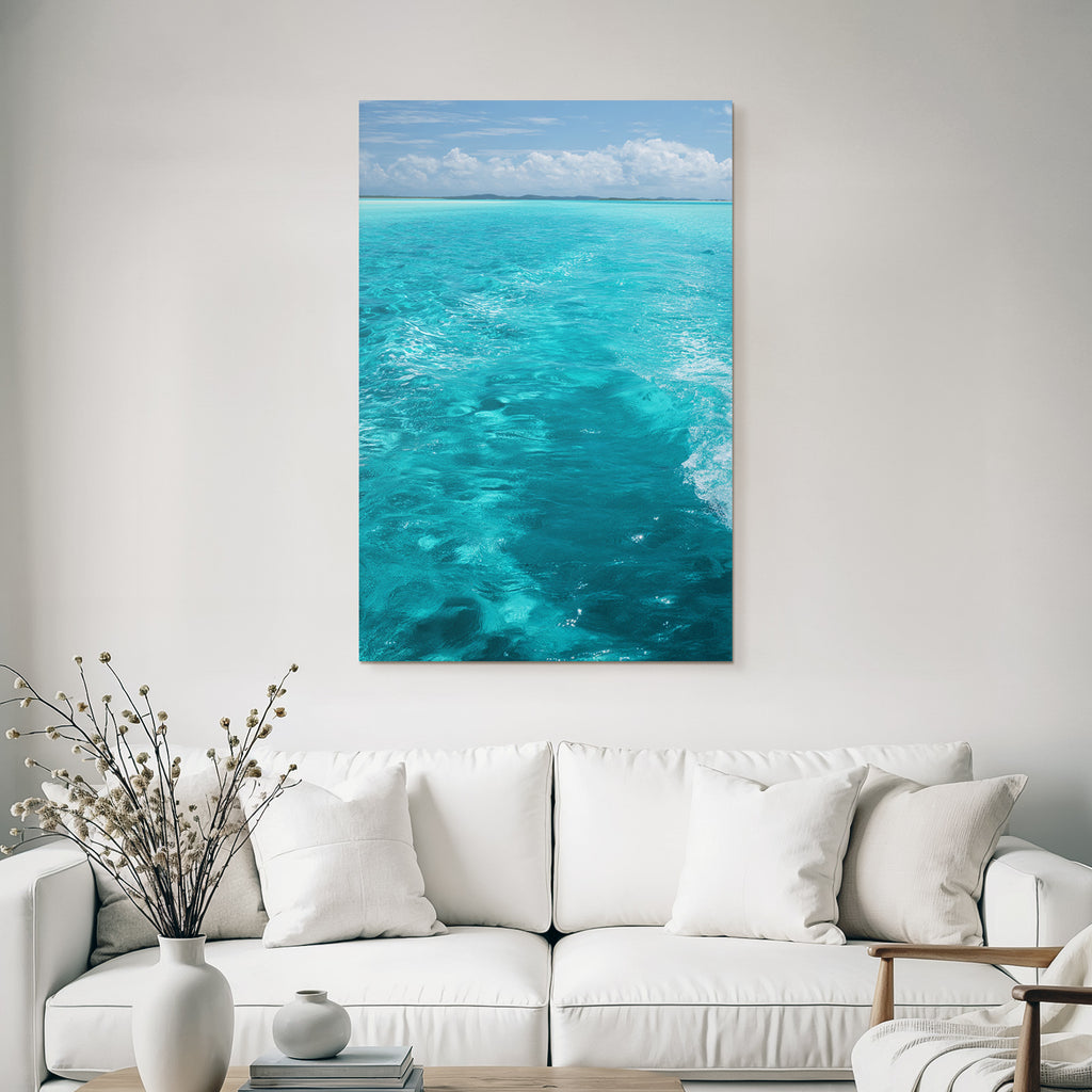 Turquoise Meer Küstliche Idylle Mit Inseln Unter Einem Wolkigen Himmel