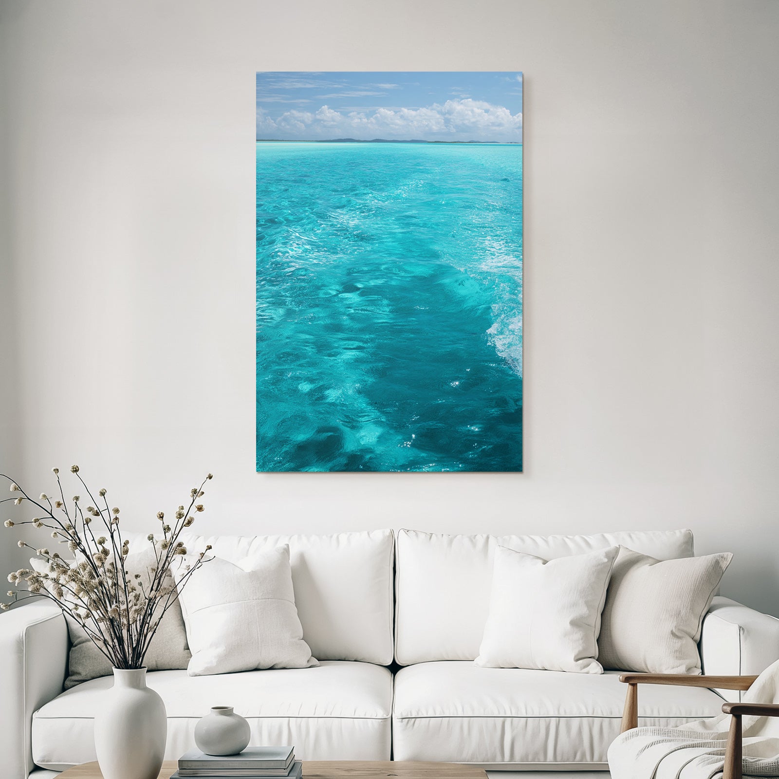 Turquoise Meer Küstliche Idylle Mit Inseln Unter Einem Wolkigen Himmel