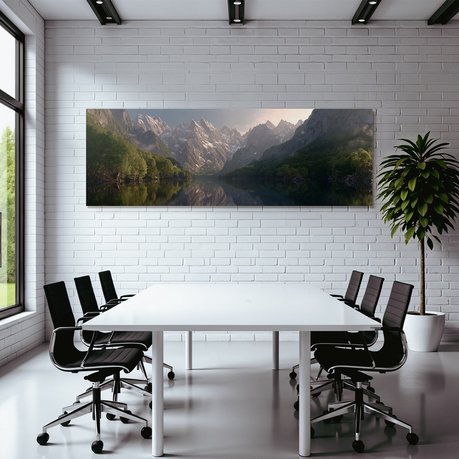 Friedliche Landschaft Mit Bergen Und See