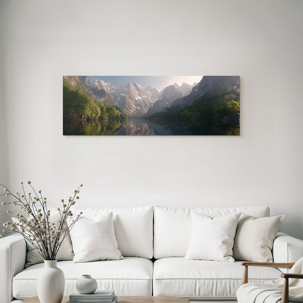 Friedliche Landschaft Mit Bergen Und See