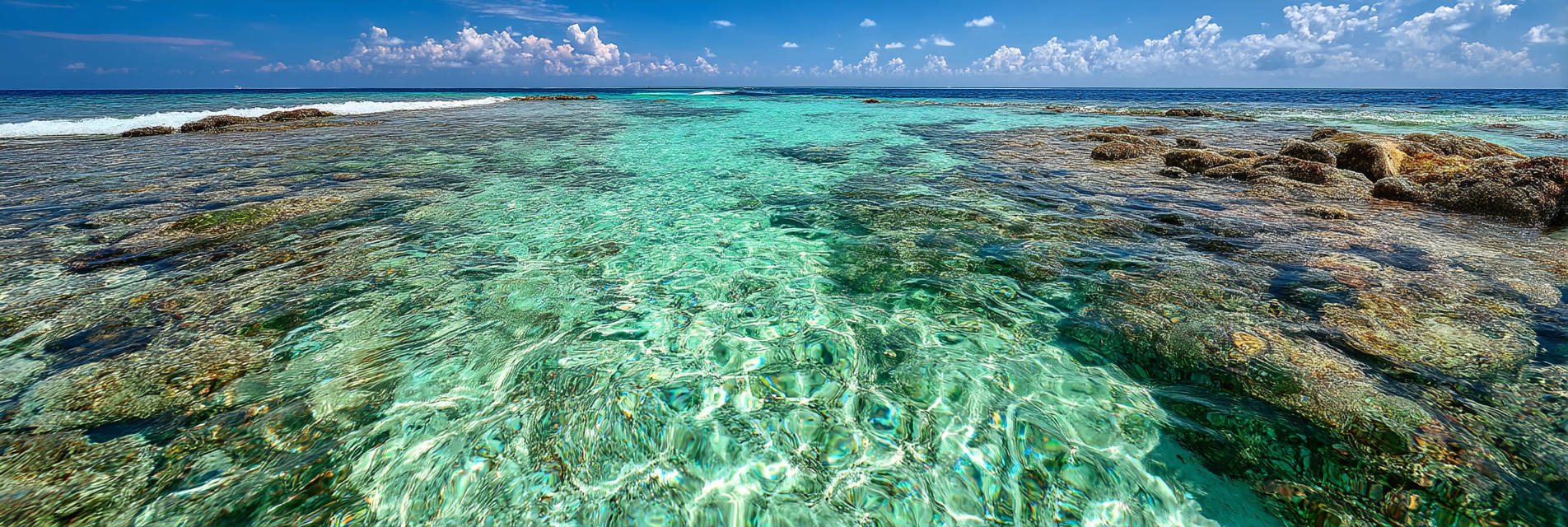 Klarer Shallow Ozean Szenen Turkis Wasser Steine Unter Deroberfläche Sonnentag | Seen und Unterwasserwelten | Landschaften