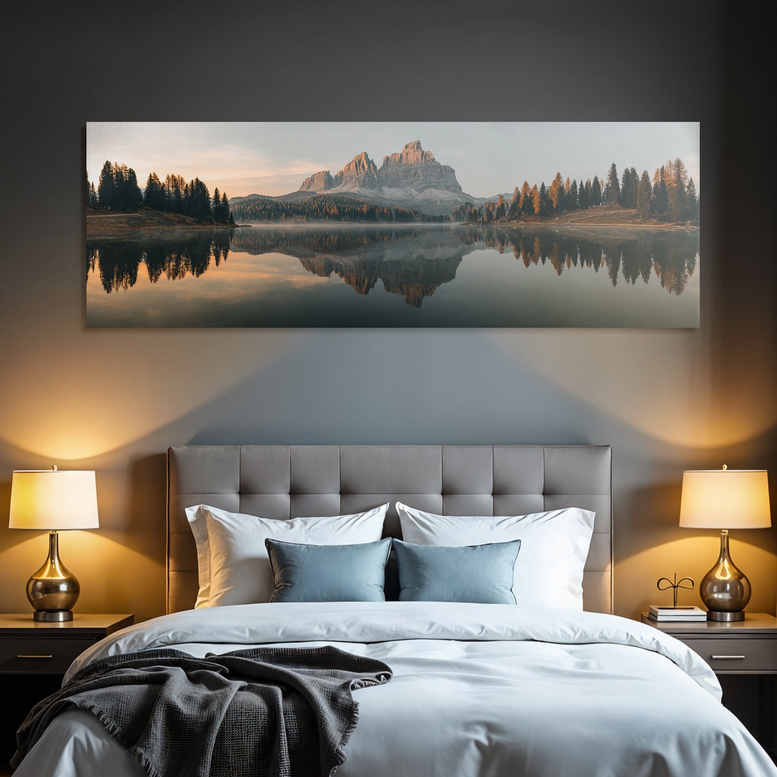 Malerische Naturlandschaft Reflektion Im Wasser Bergreich Morgens Or Abends